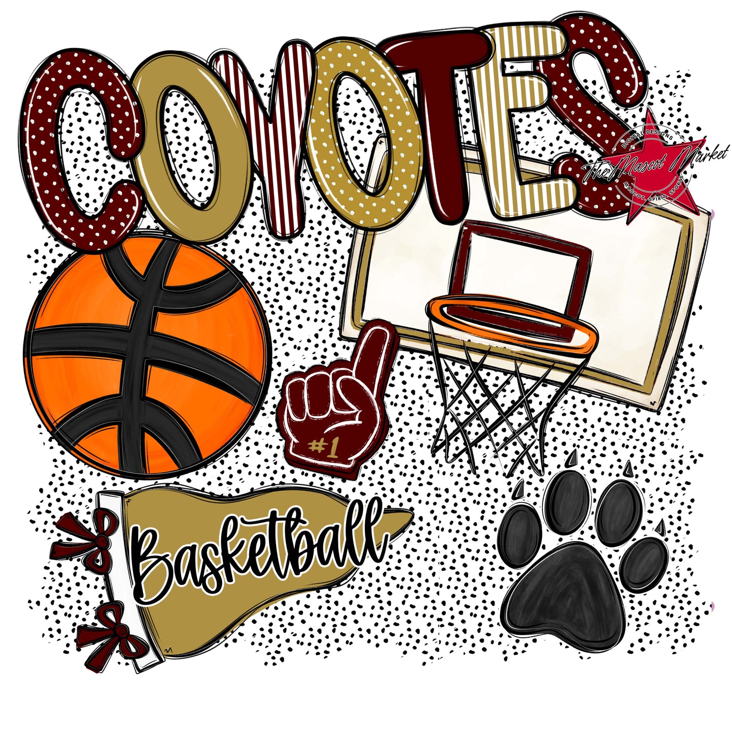 Coyotes Basketball Spirit-Maroon & Gold