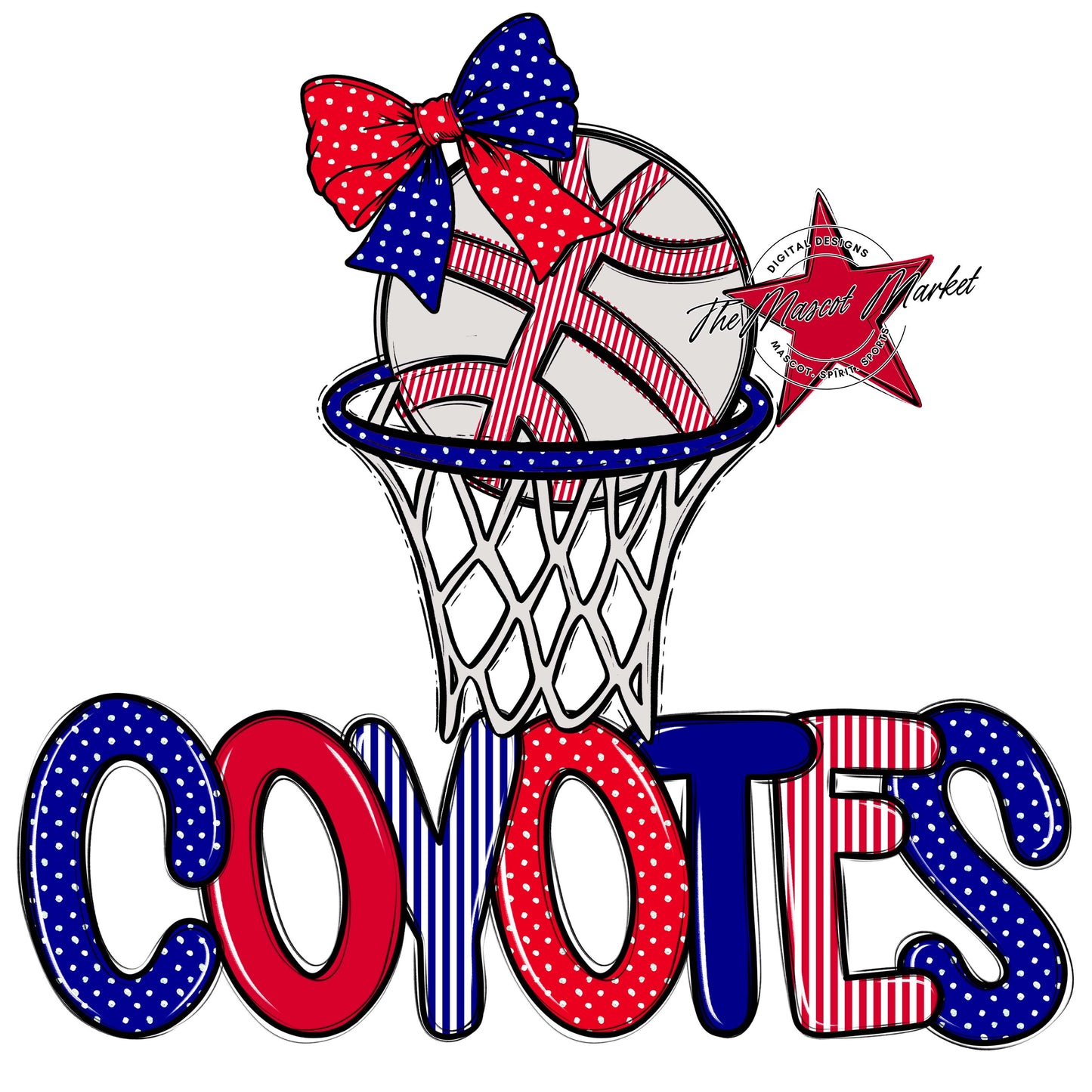 Coyotes Basketball Spirit Design-Blue & Red