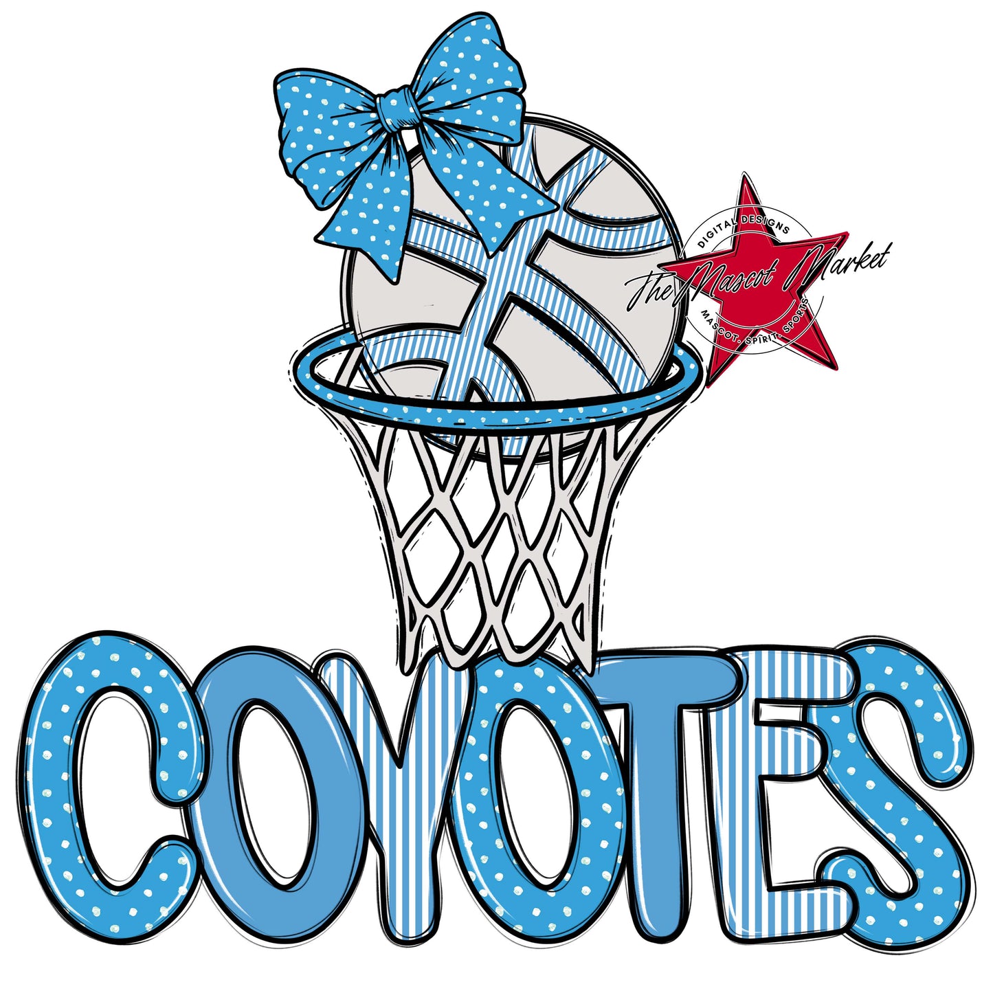 Coyotes Basketball Spirit Design-Carolina Blue