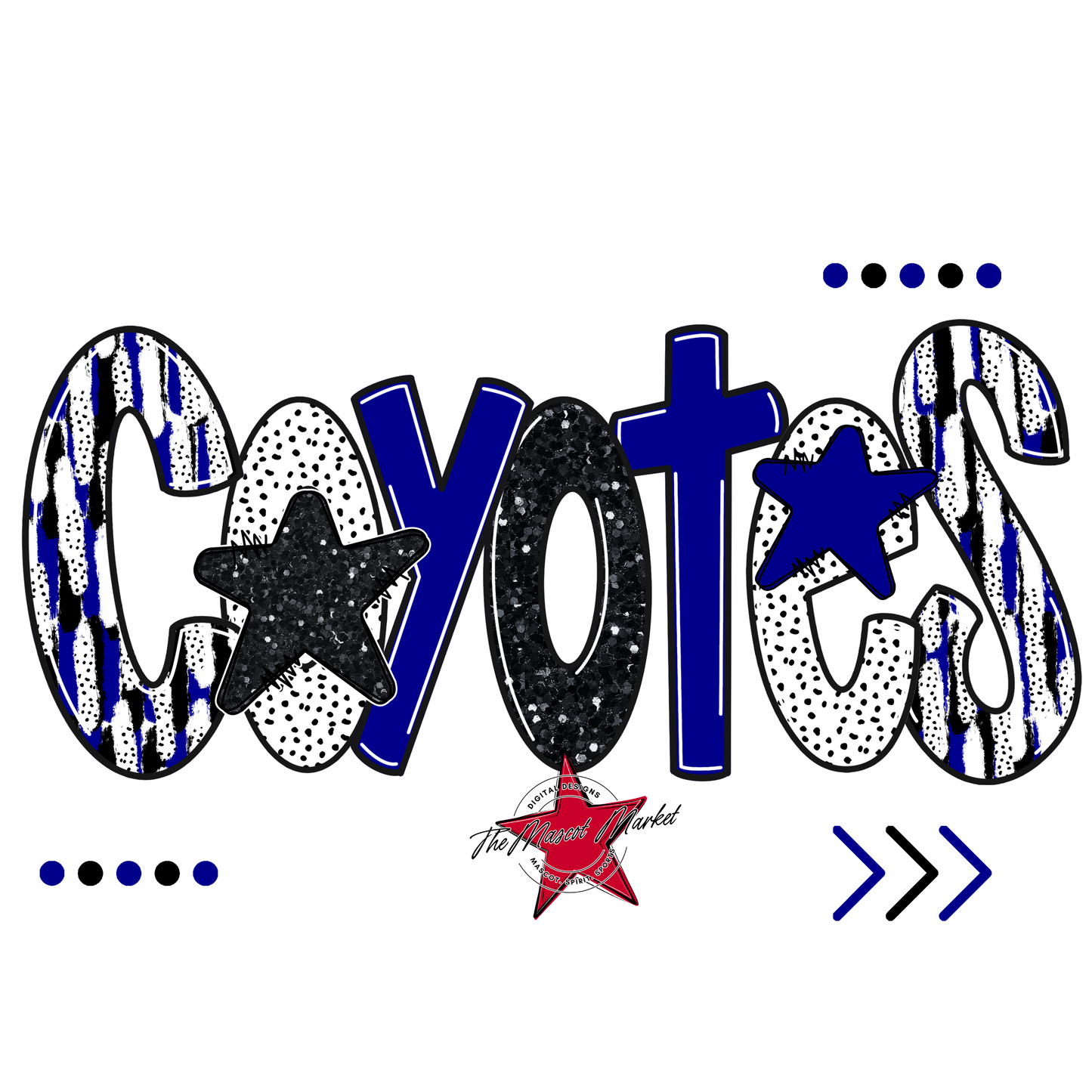 Coyotes Brushstroke Alpha w Arrows-Blue