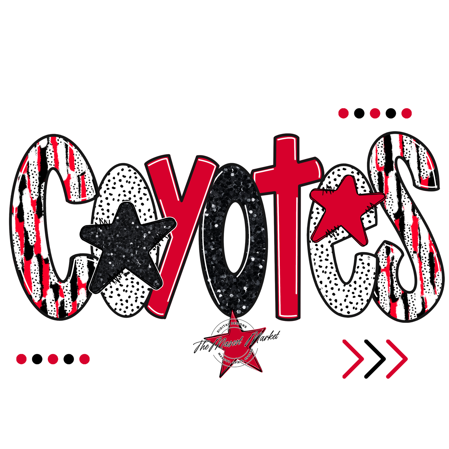 Coyotes Brushstroke Alpha w Arrows-Red