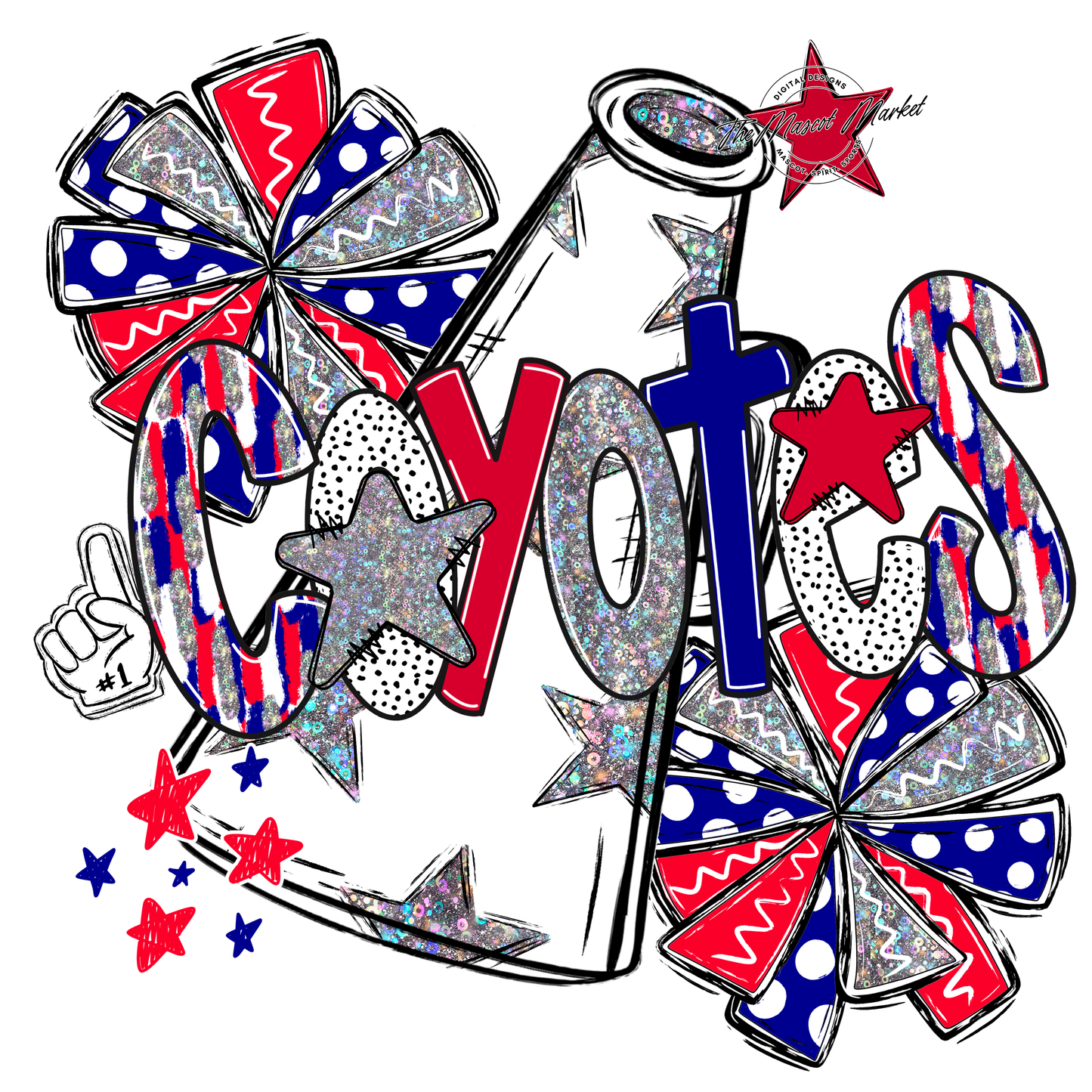 Coyotes Cheer Megaphone Scrape-Blue-Red