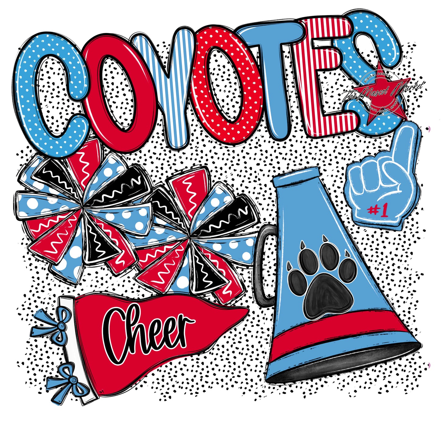 Coyotes Cheer Spirit-Carolina Blue & Red