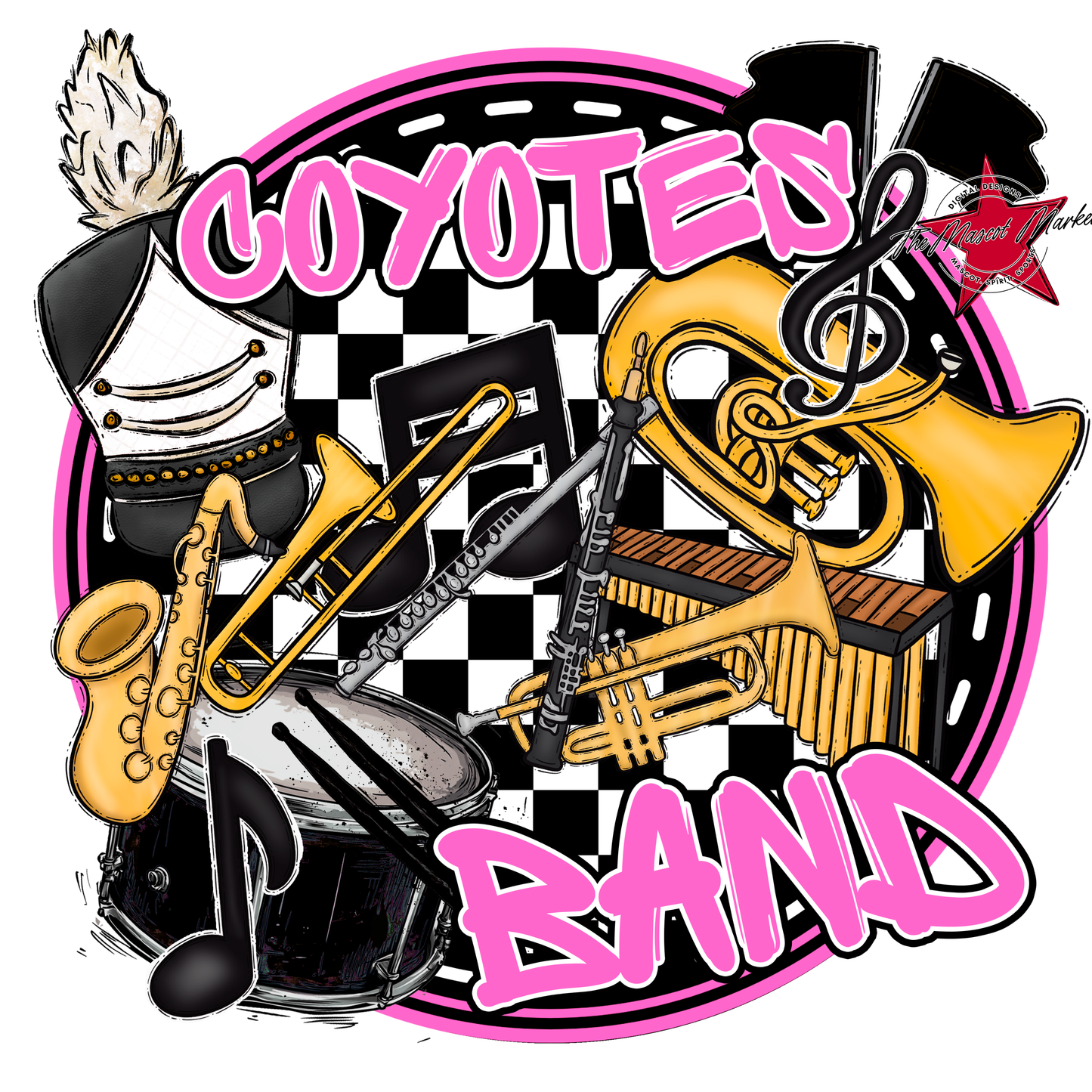 Coyotes Circle Band Design-Baby Pink