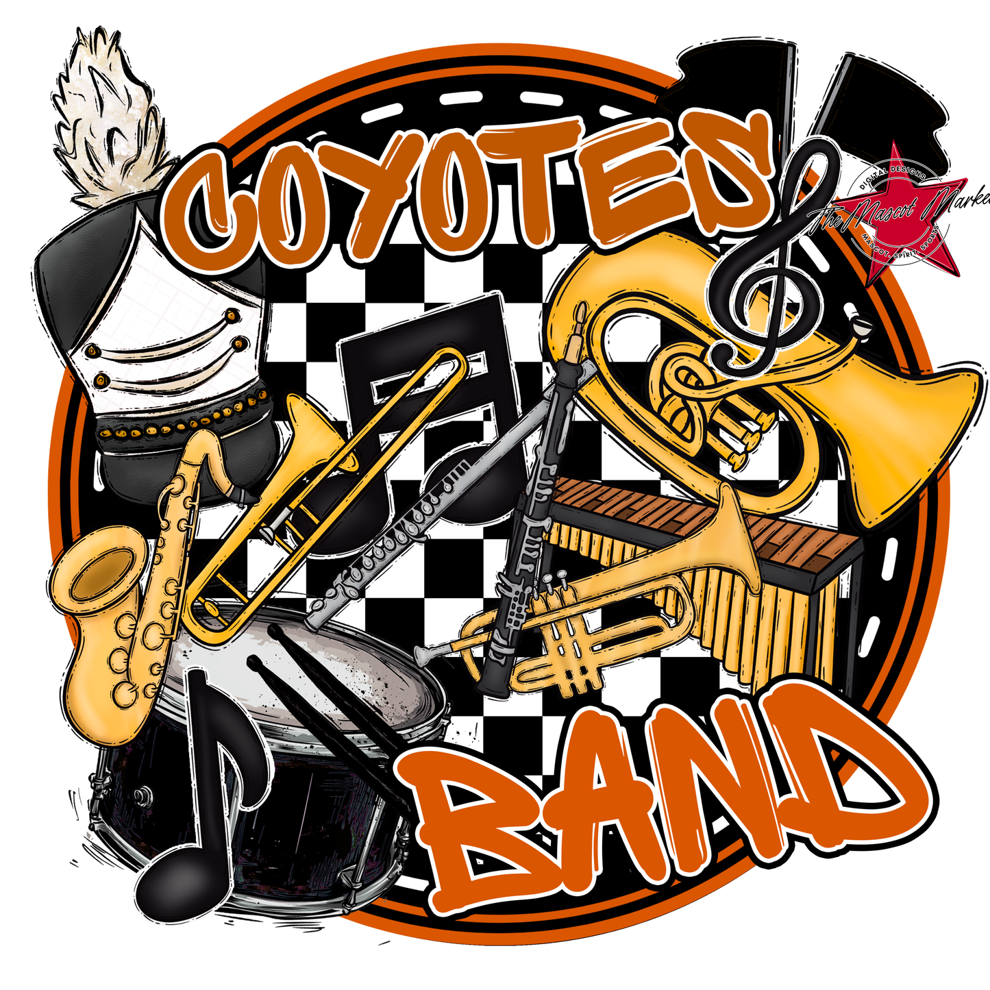 Coyotes Circle Band Design-Burnt Orange