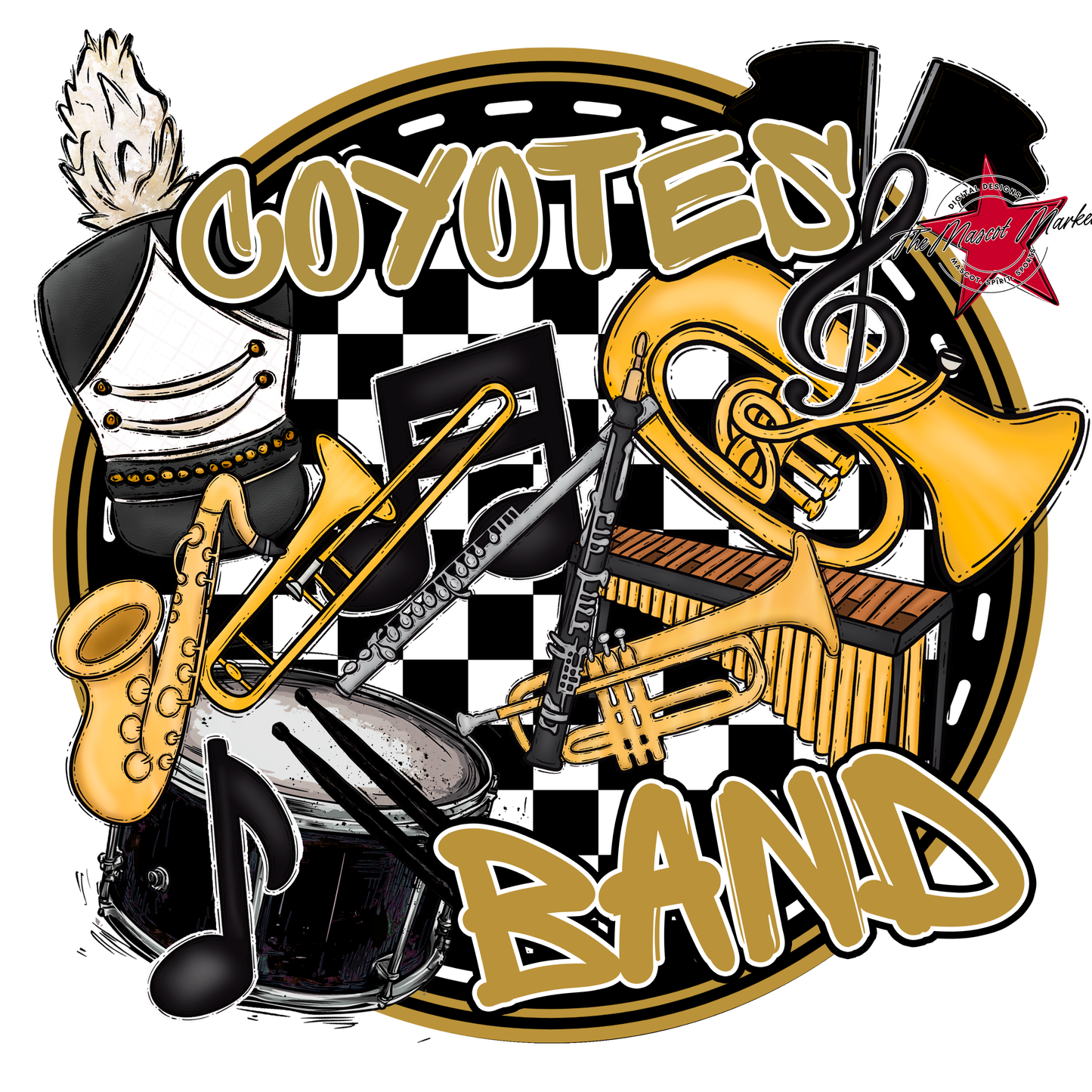 Coyotes Circle Band Design-Gold