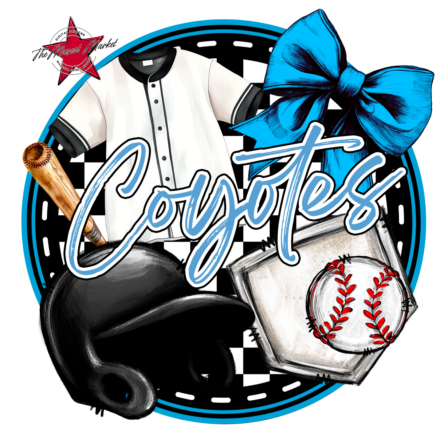 Coyotes Circle Baseball Design-Carolina Blue