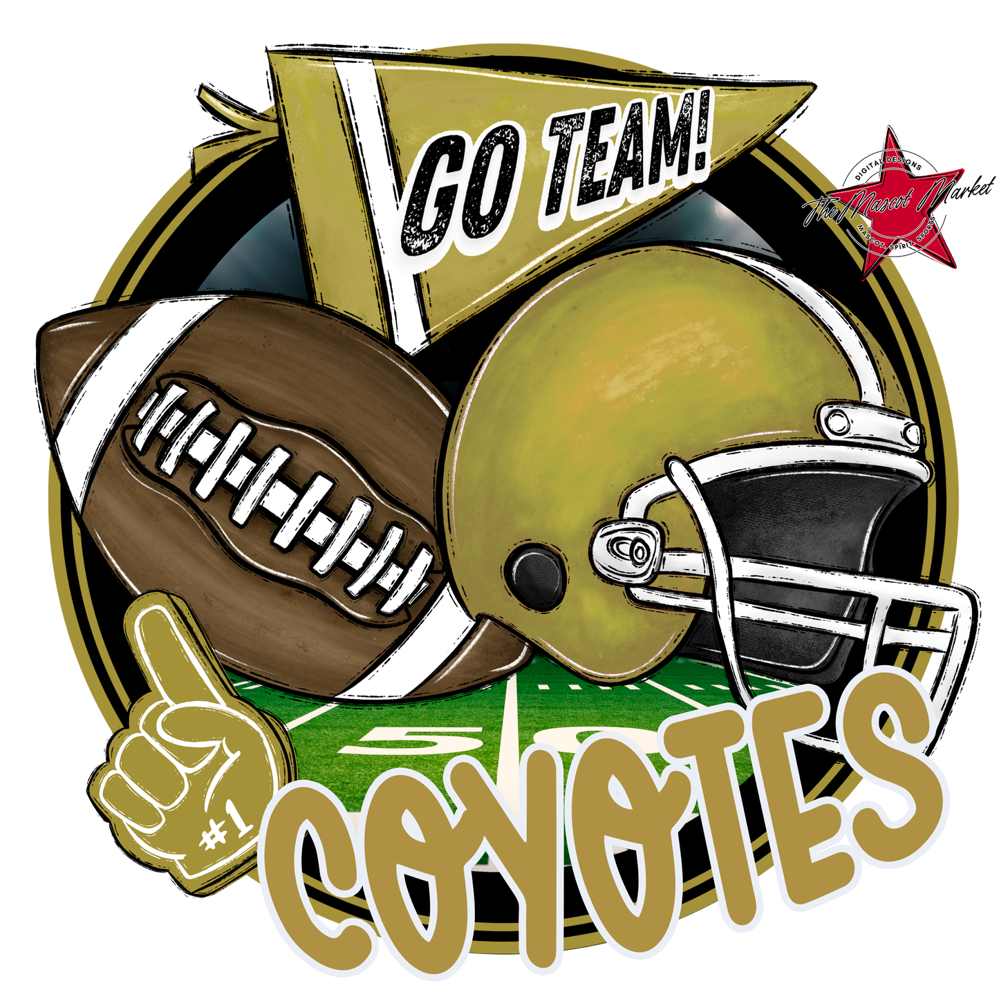 Coyotes Circle Football Design-Gold