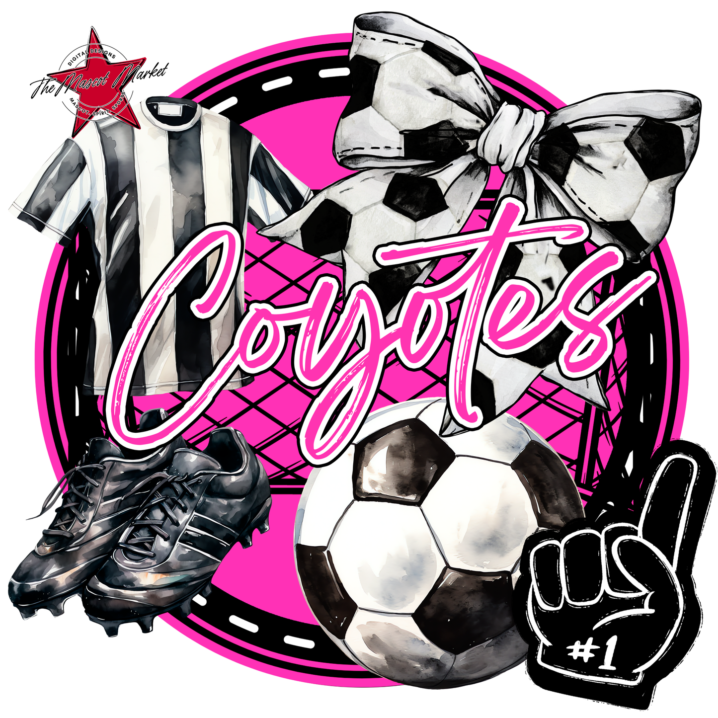 Coyotes Circle Soccer Design-Pink