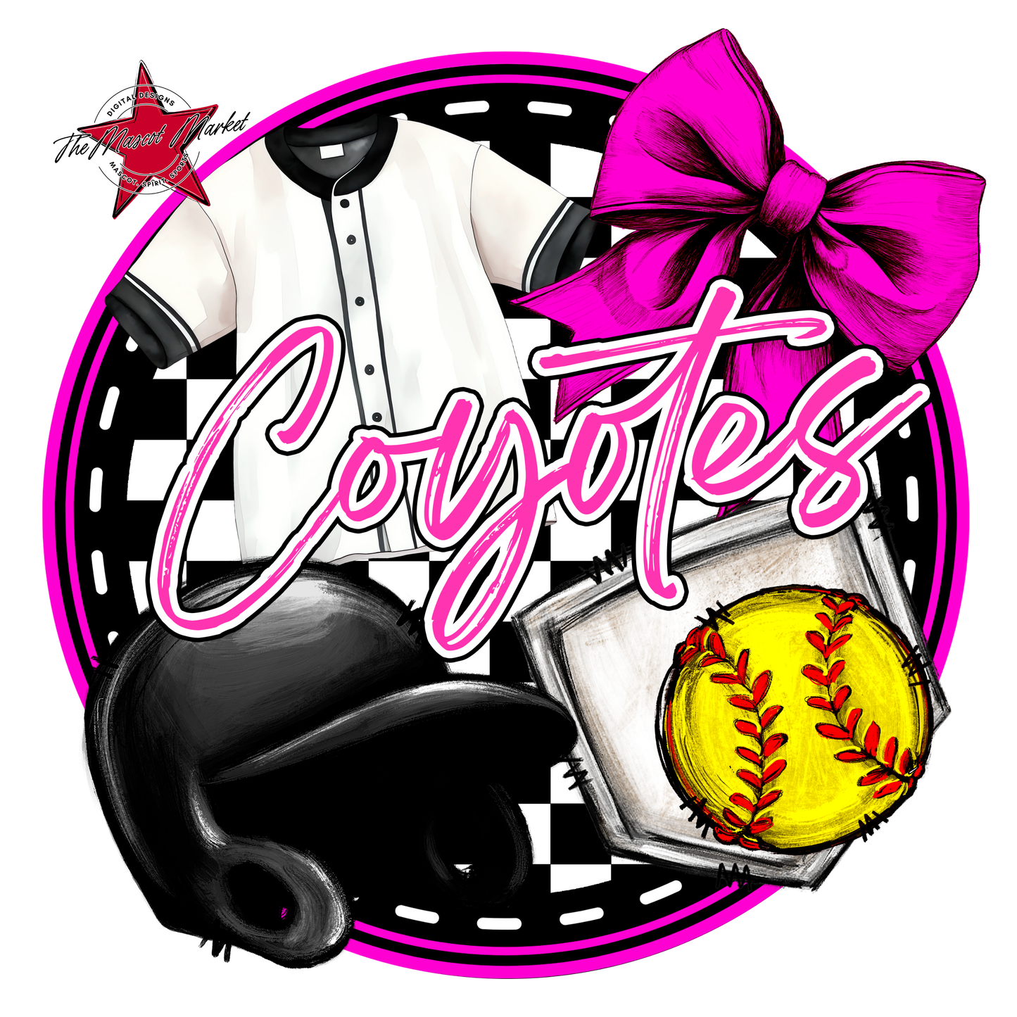 Coyotes Circle Softball Design-Pink