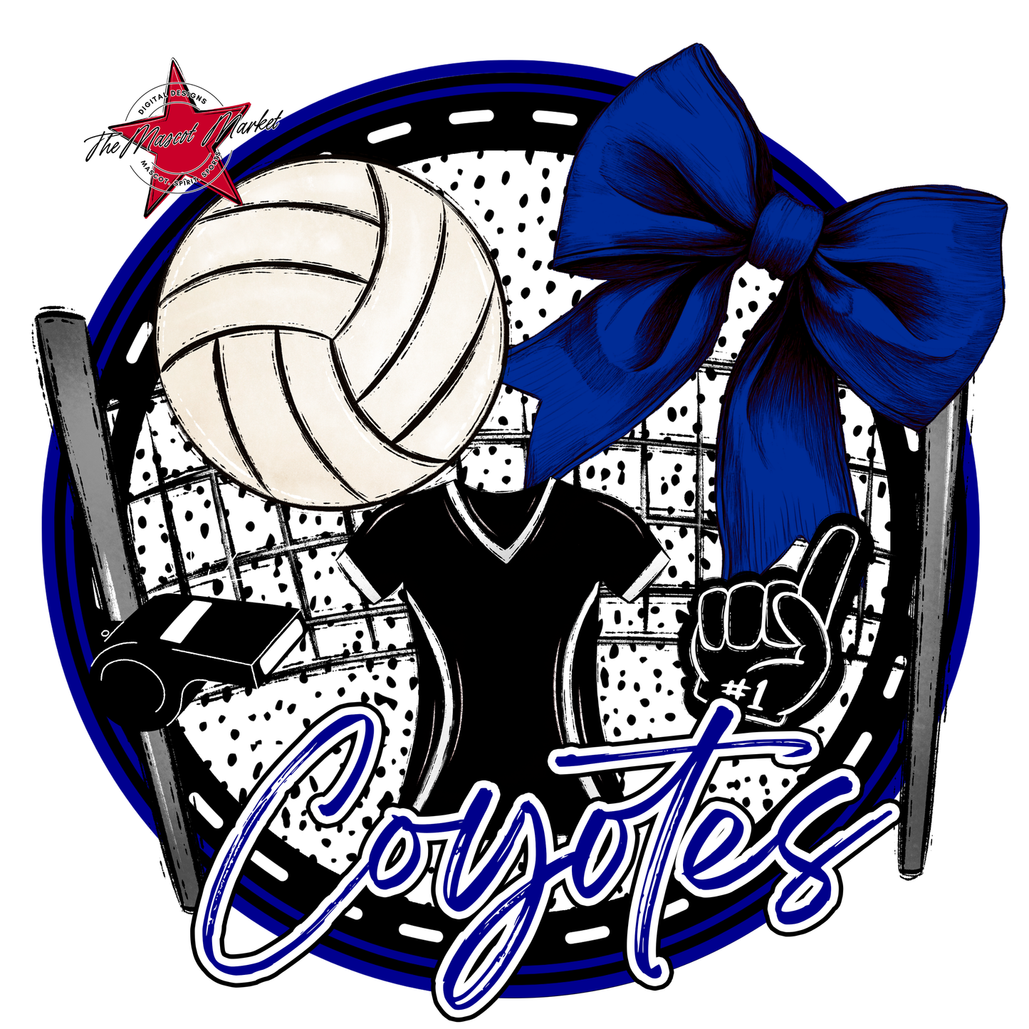 Coyotes Circle Volleyball Design-Blue