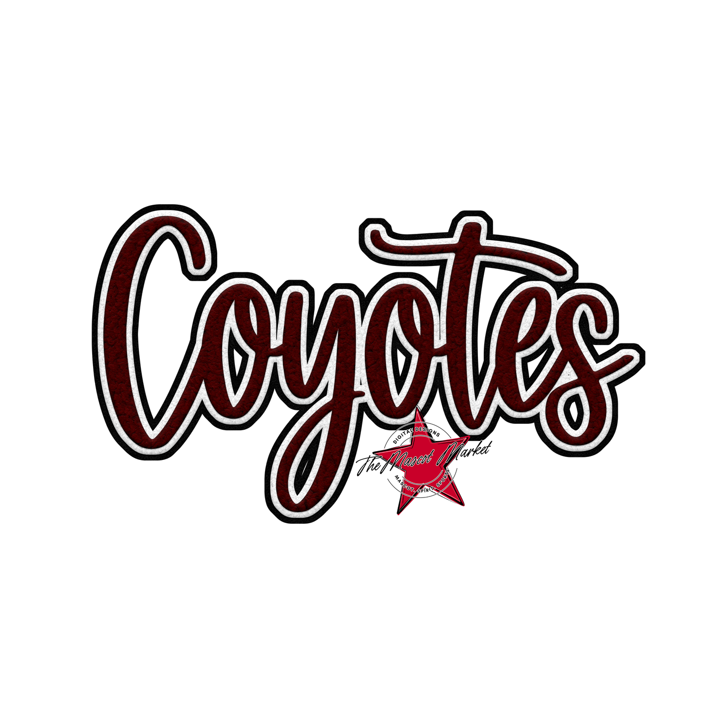 Coyotes Faux Chenille Patch-Maroon