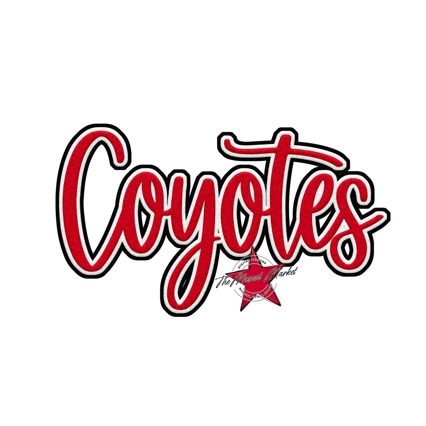 Coyotes Faux Chenille Patch-Red