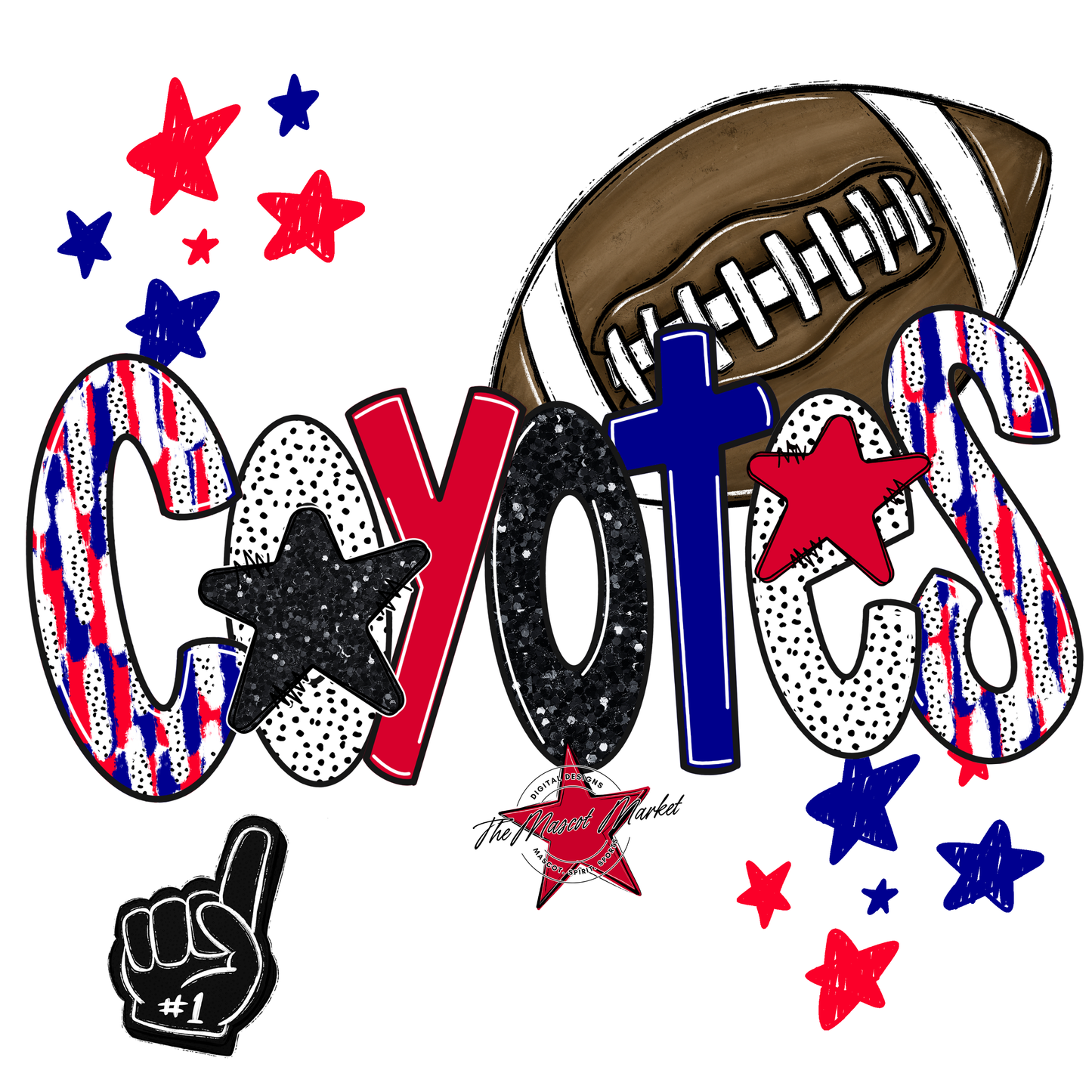 Coyotes Football Scrape-Blue-Red