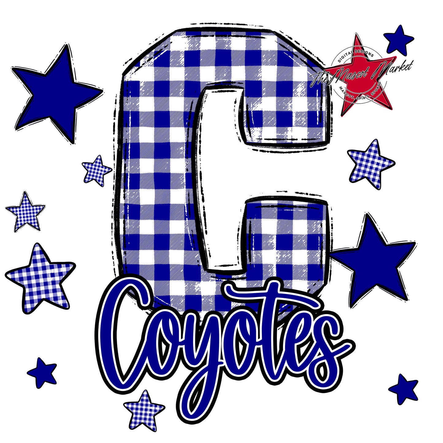Coyotes Plaid Star Design-Blue