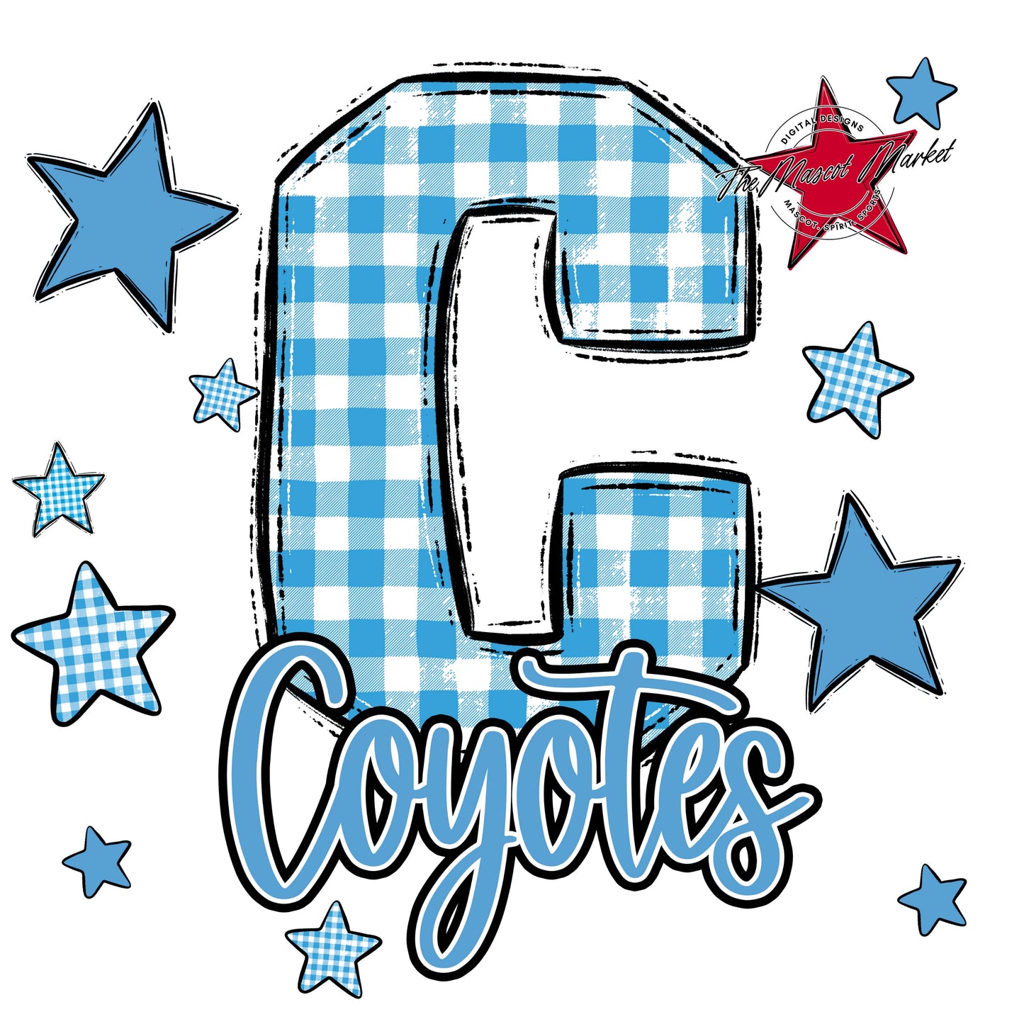 Coyotes Plaid Star Design-Carolina Blue
