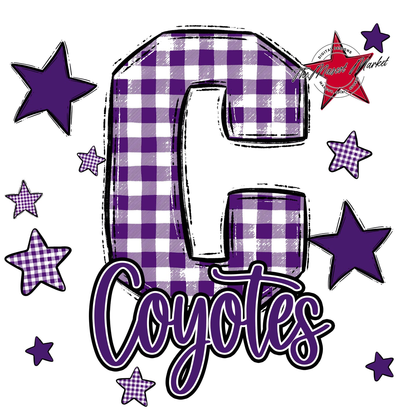 Coyotes Plaid Star Design-Purple
