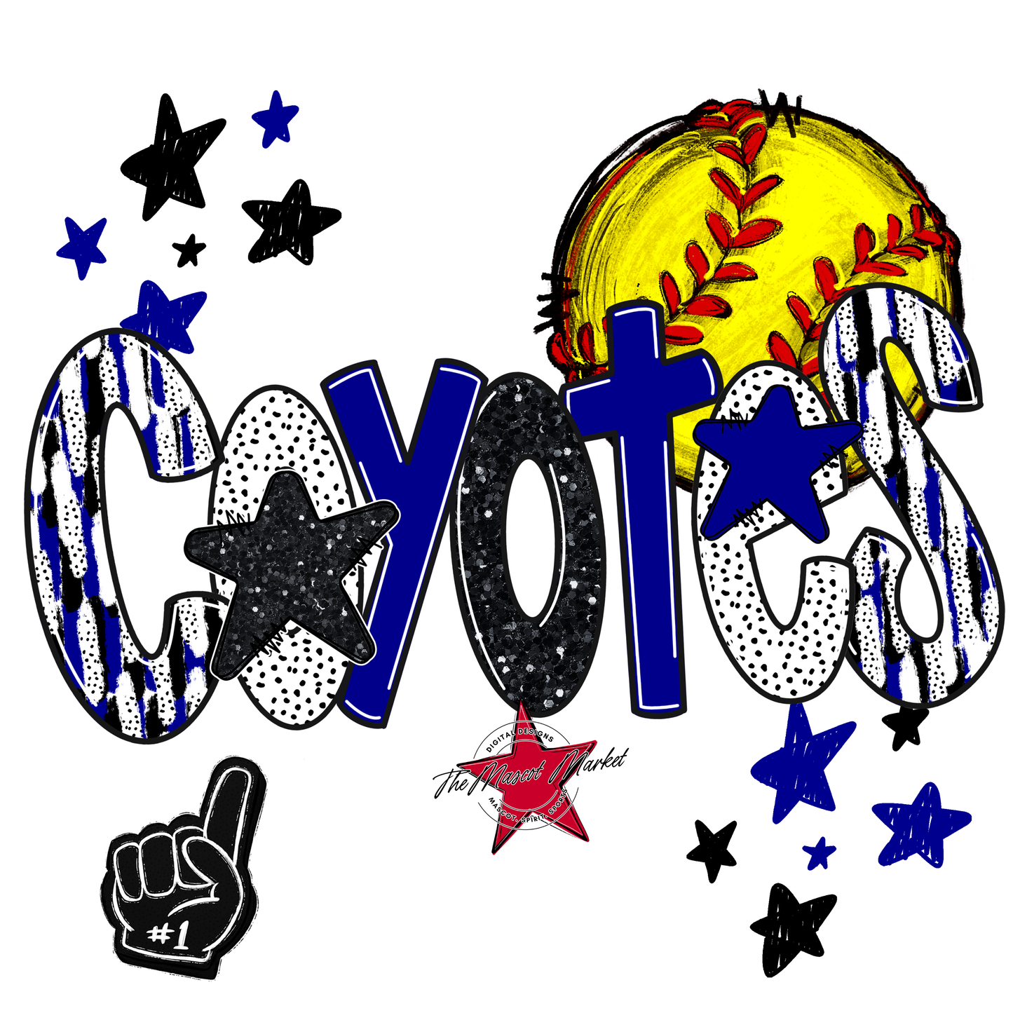 Coyotes Softball Scrape-Blue