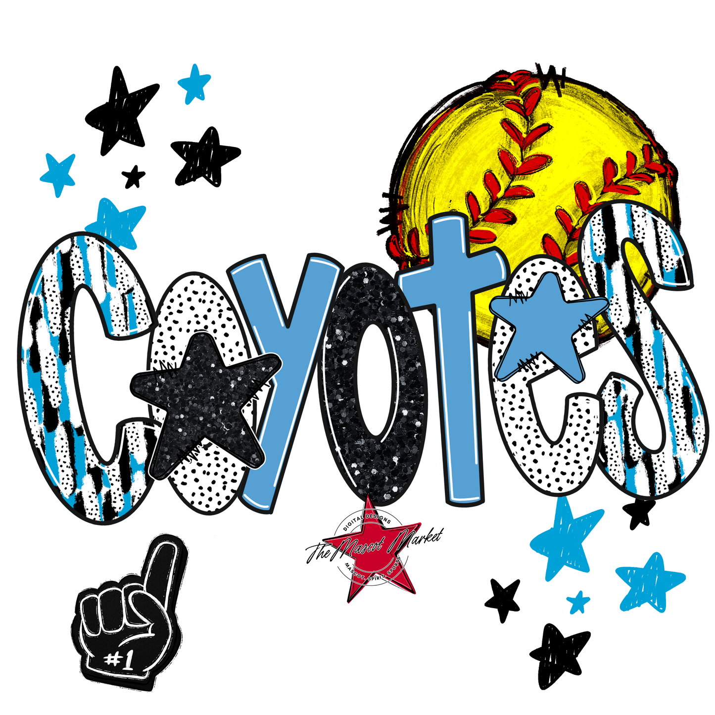 Coyotes Softball Scrape-Carolina Blue