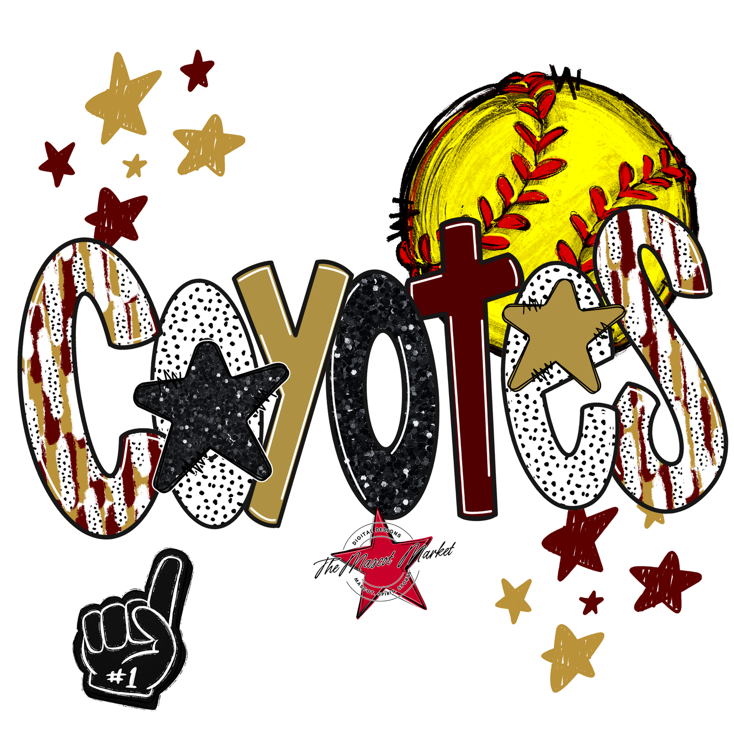 Coyotes Softball Scrape-Maroon-Gold