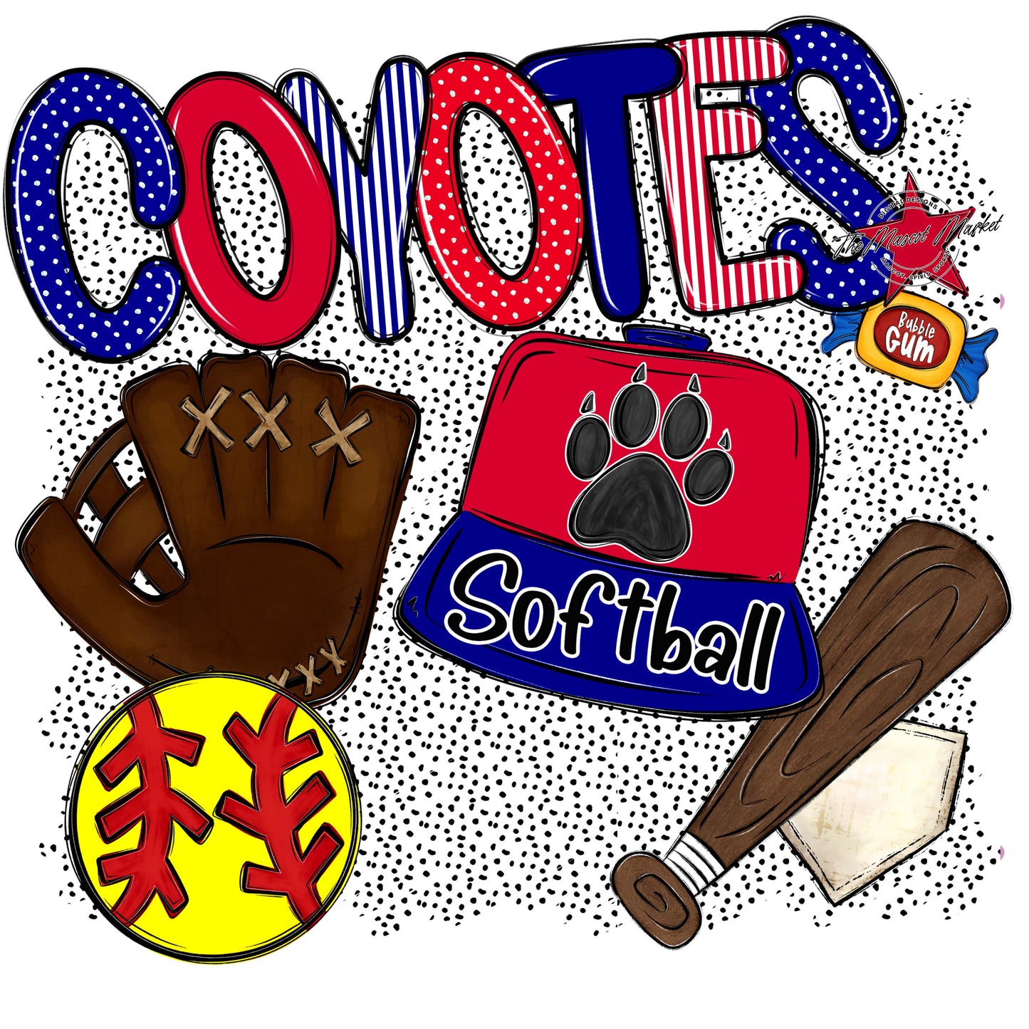 Coyotes Softball Spirit-Blue & Red