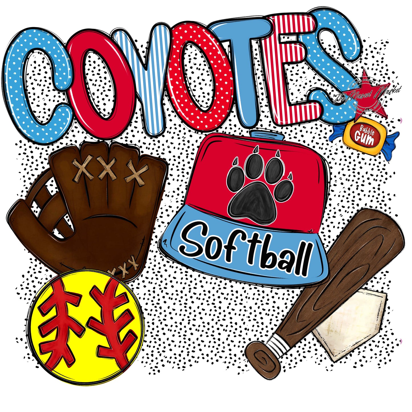 Coyotes Softball Spirit-Carolina Blue & Red