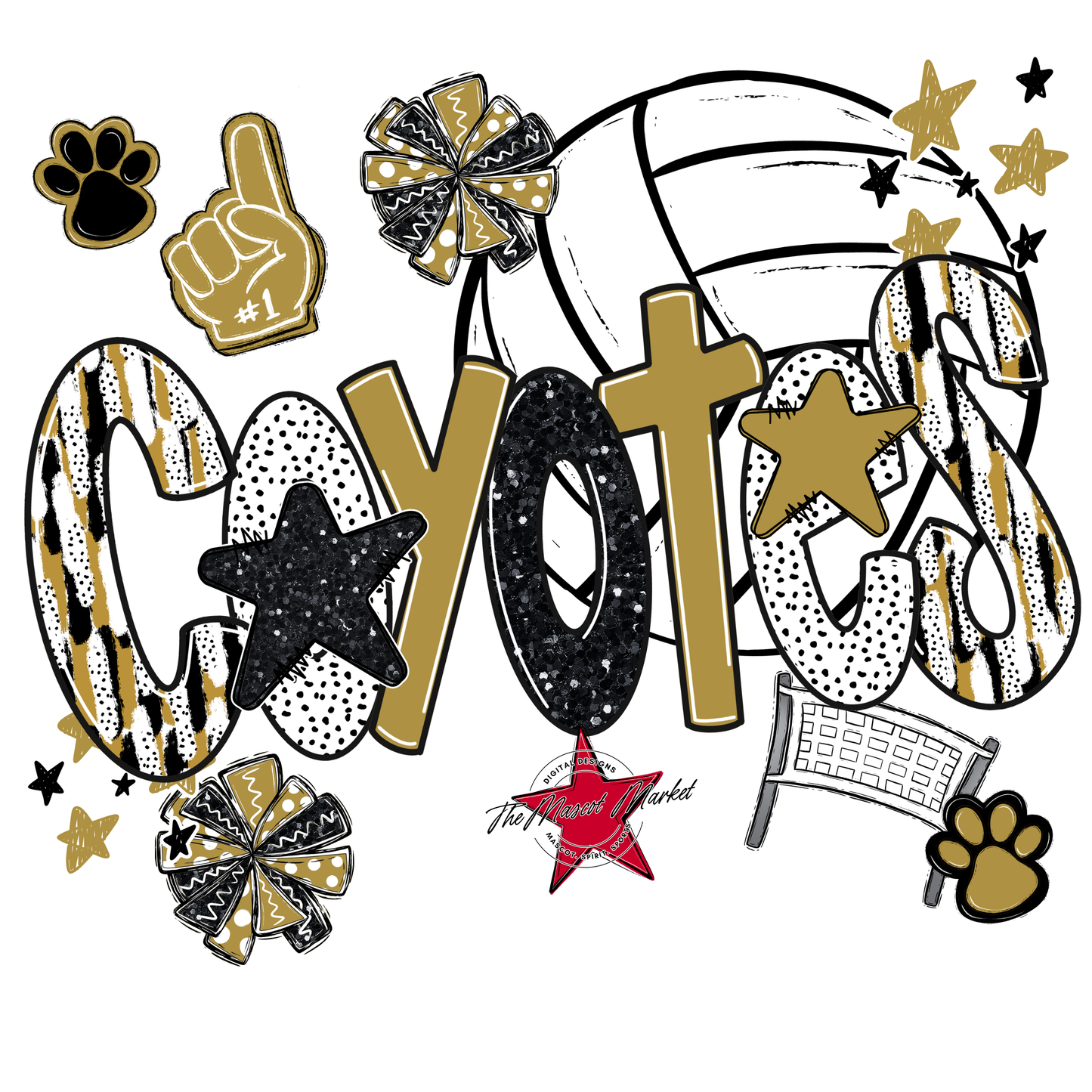 Coyotes Volleyball Scrape-Gold