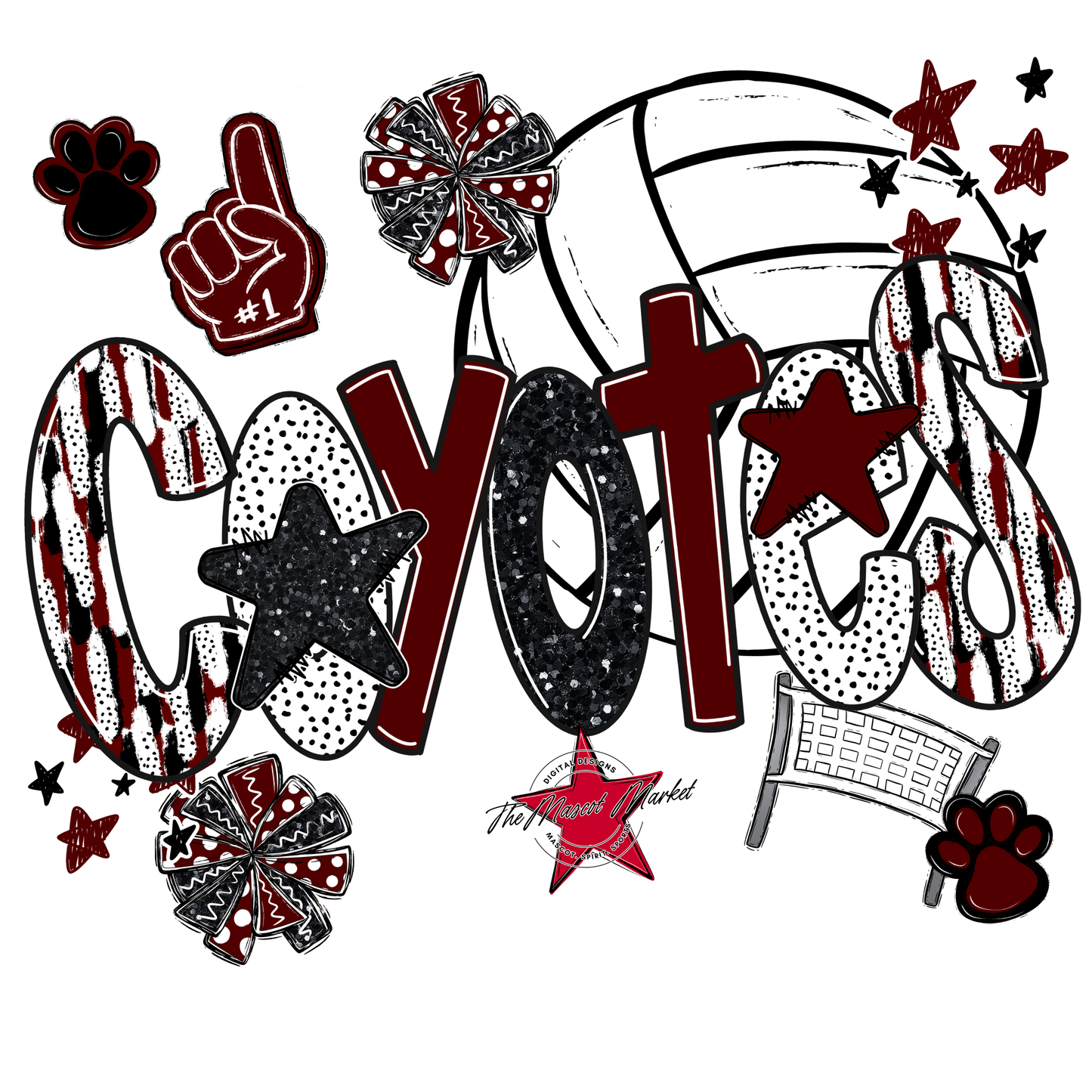 Coyotes Volleyball Scrape-Maroon