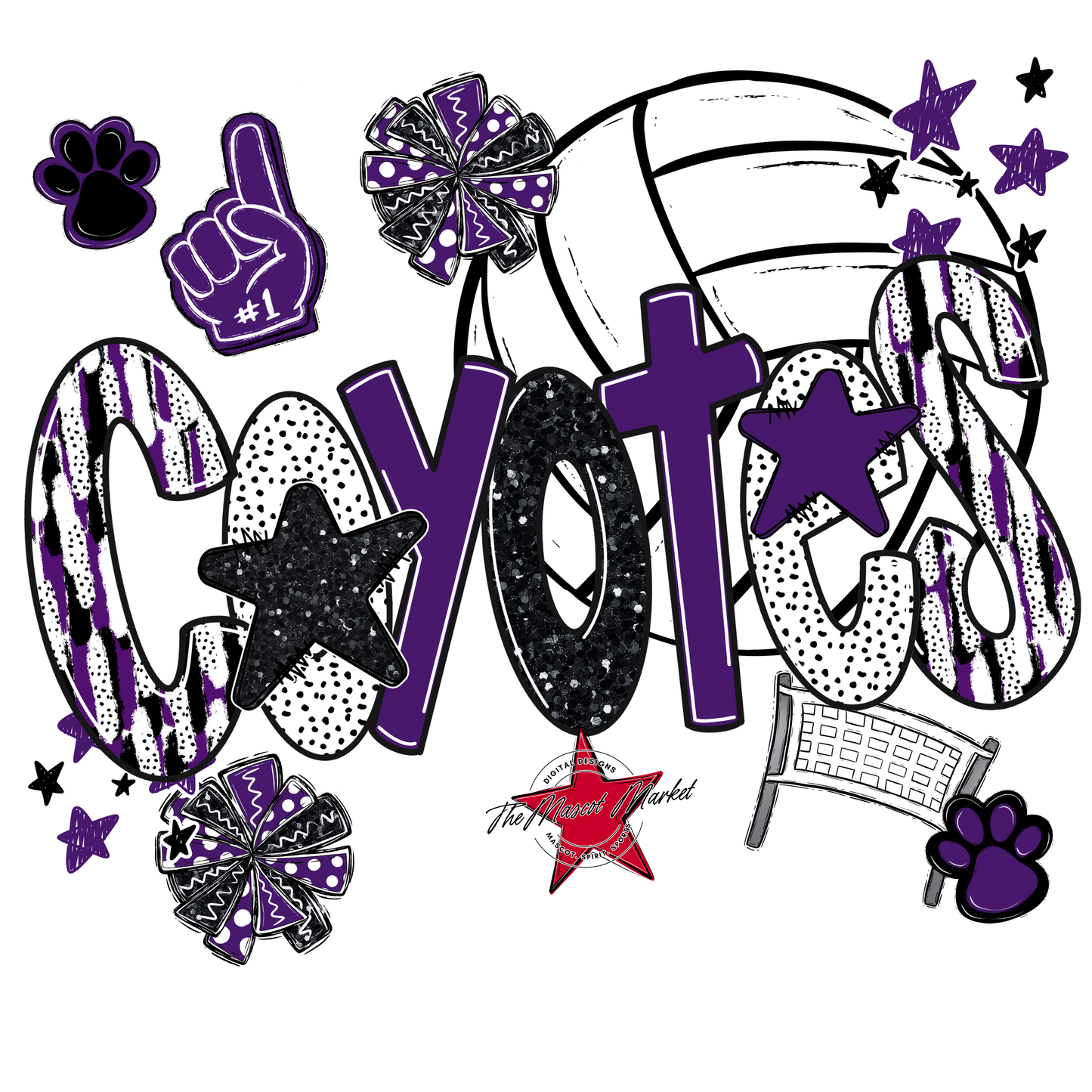 Coyotes Volleyball Scrape-Purple