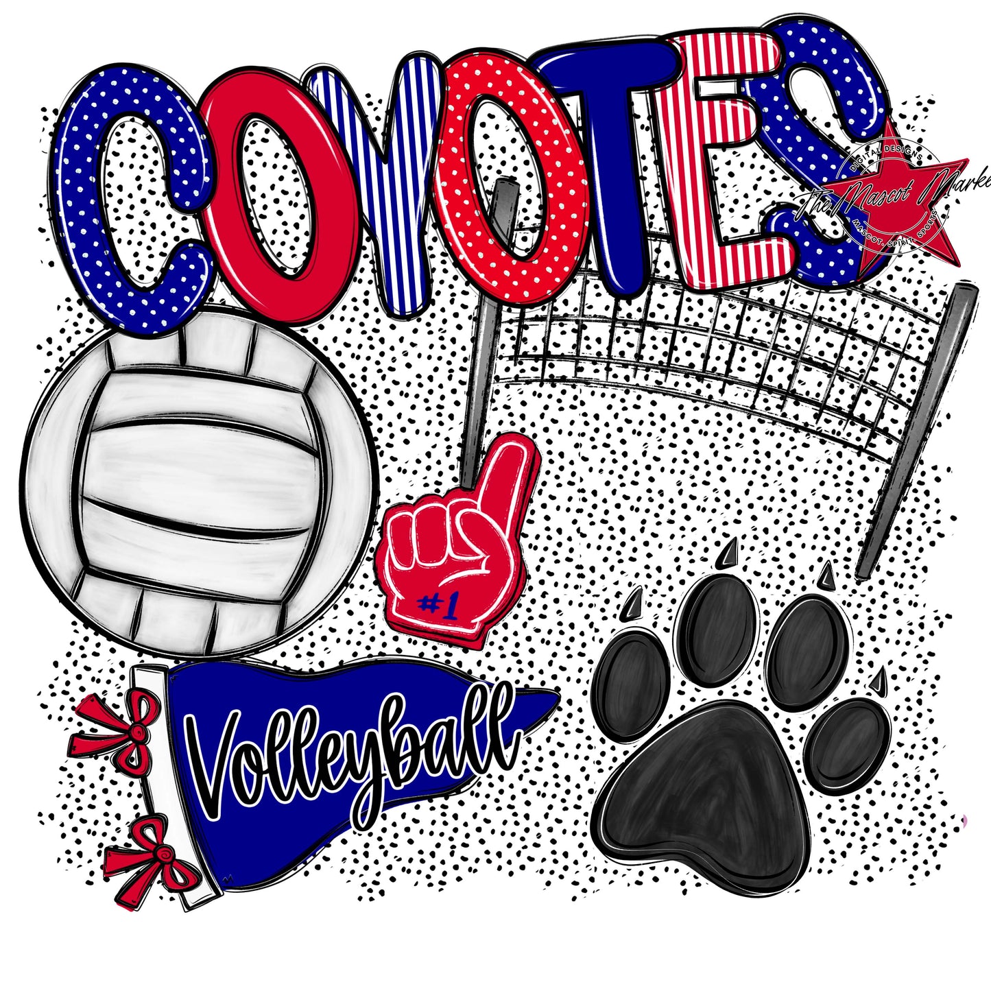 Coyotes Volleyball Spirit-Blue & Red