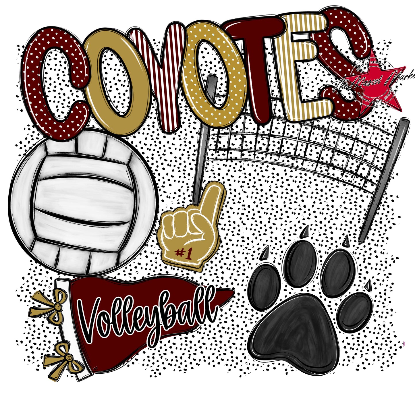 Coyotes Volleyball Spirit-Maroon & Gold