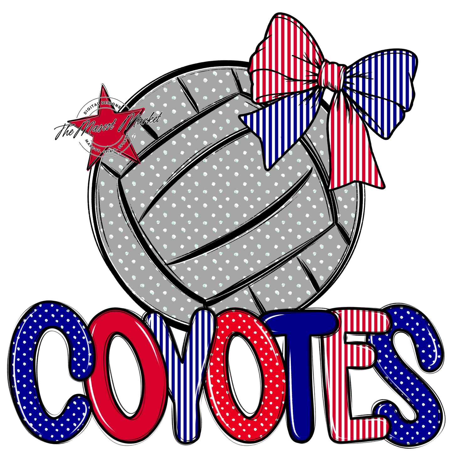 Coyotes Volleyball Spirit Design-Blue & Red