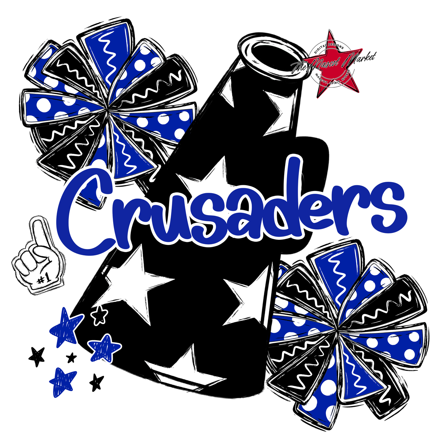 Crusaders Alpha Megaphone Design-Royal Blue