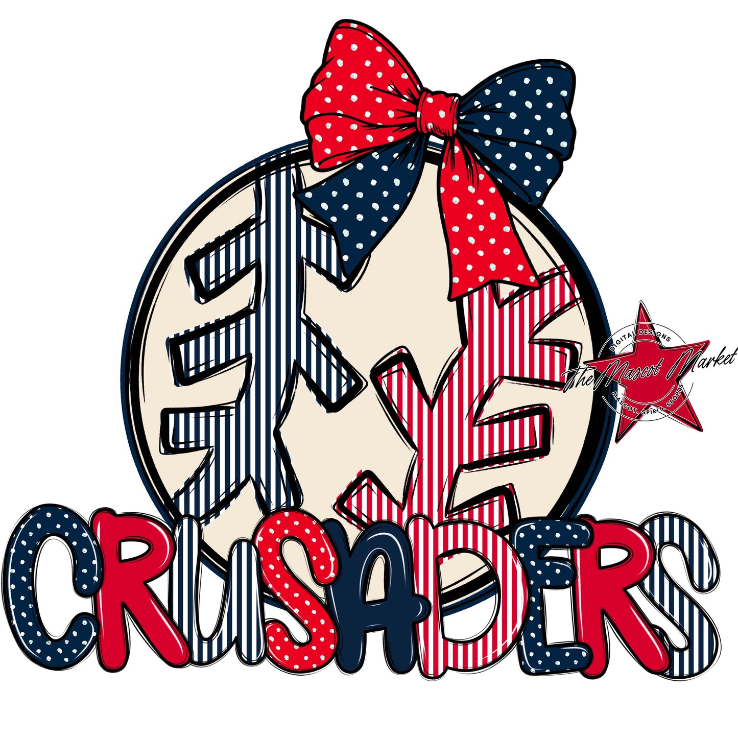 Crusaders Baseball-Softball Spirit Design-Navy & Red