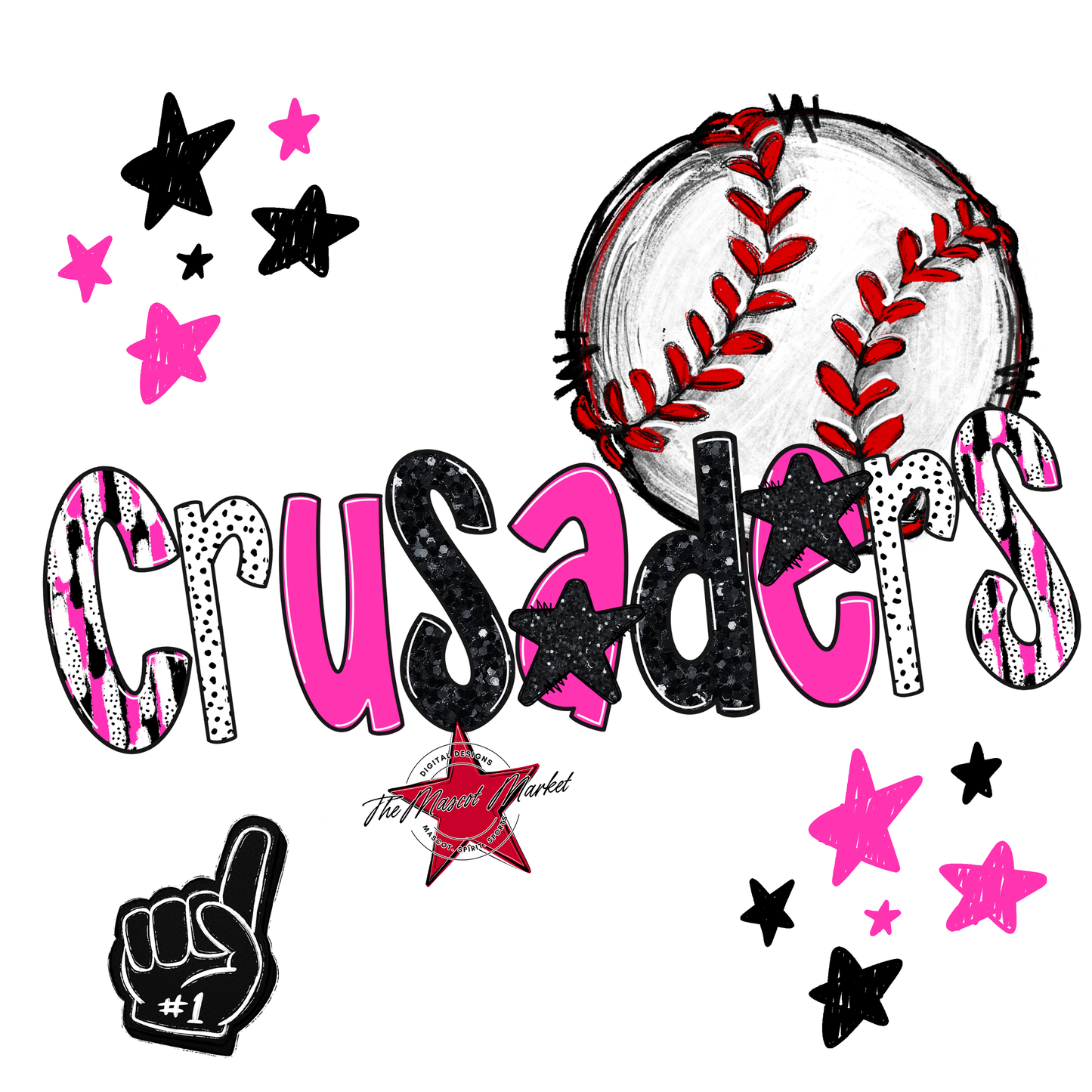Crusaders Baseball Scrape-Pink