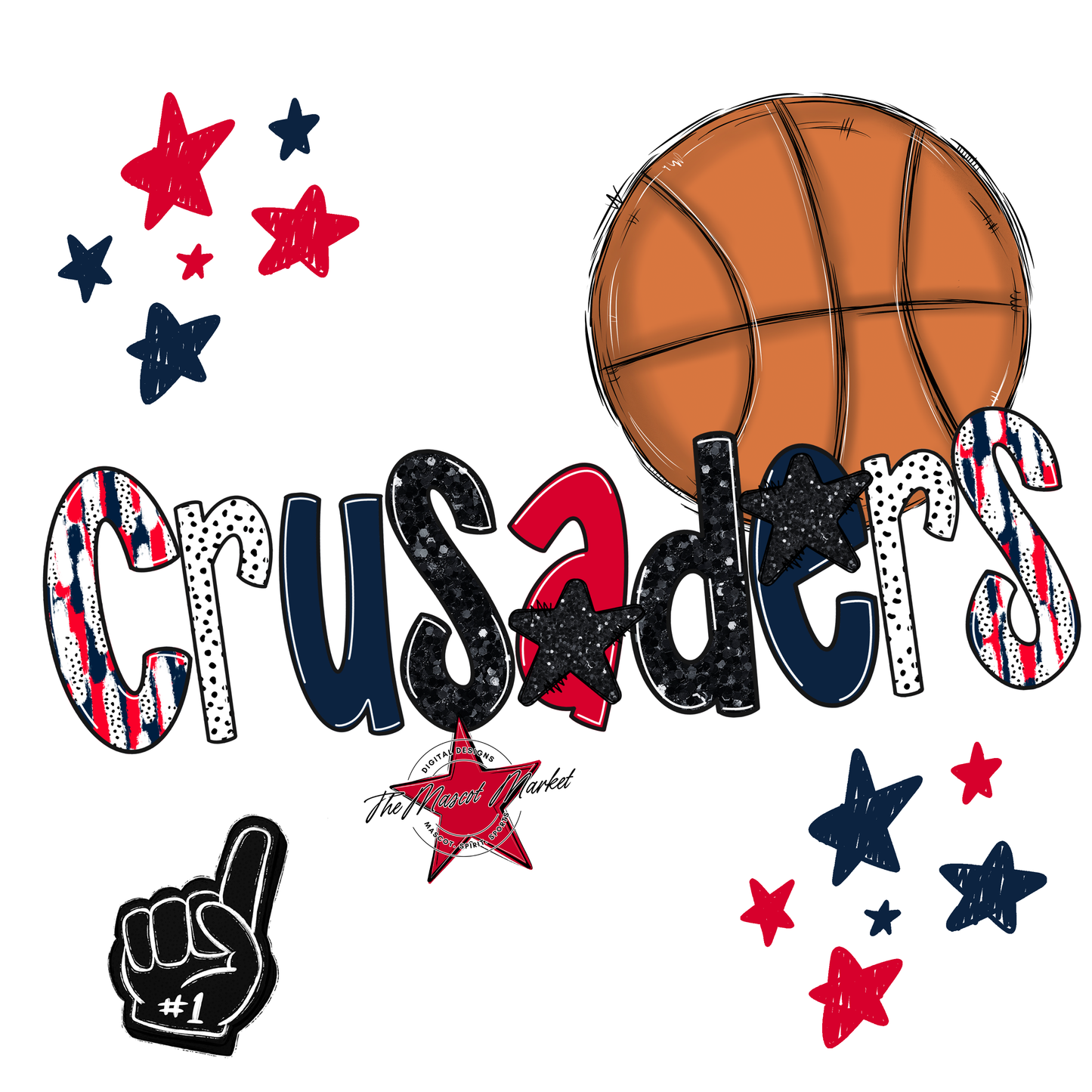 Crusaders Basketball Scrape-Navy-Red