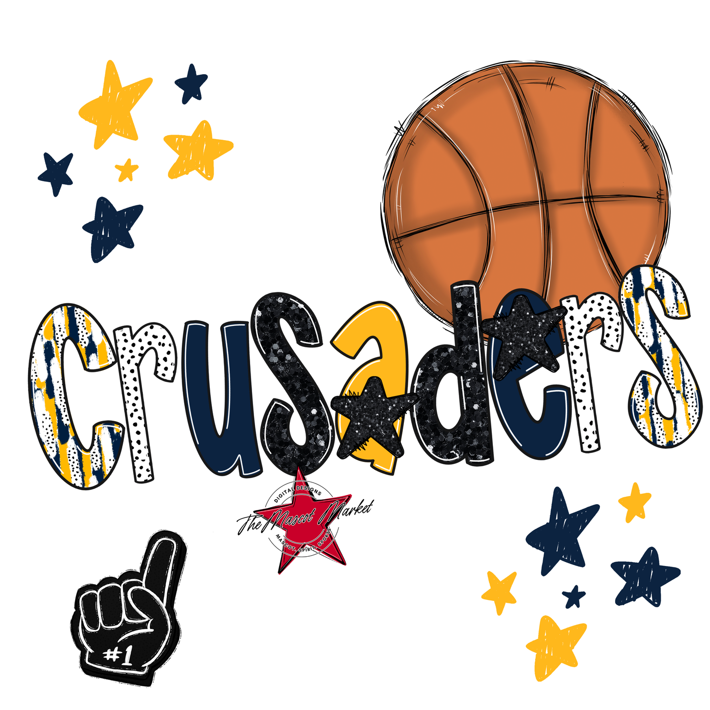 Crusaders Basketball Scrape-Navy-Yellow
