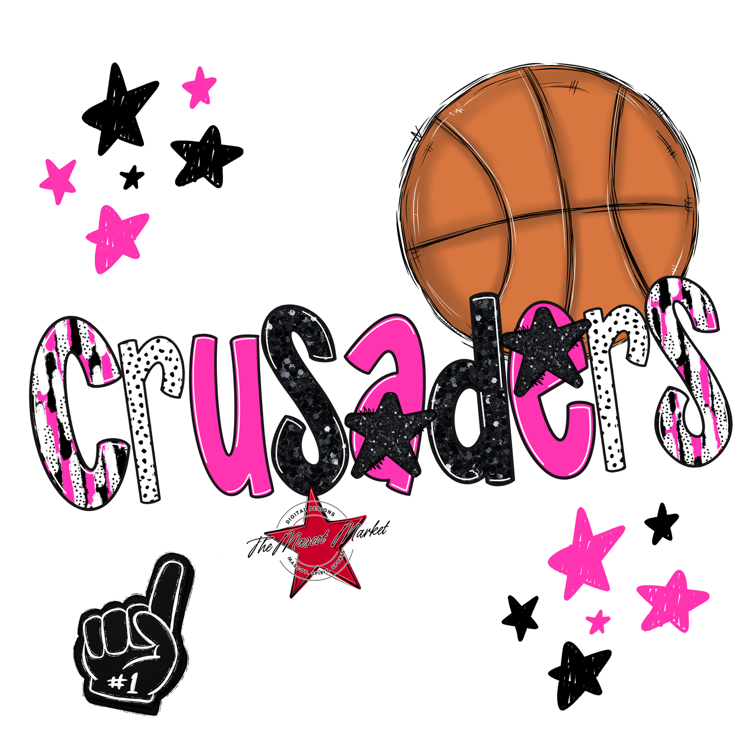 Crusaders Basketball Scrape-Pink