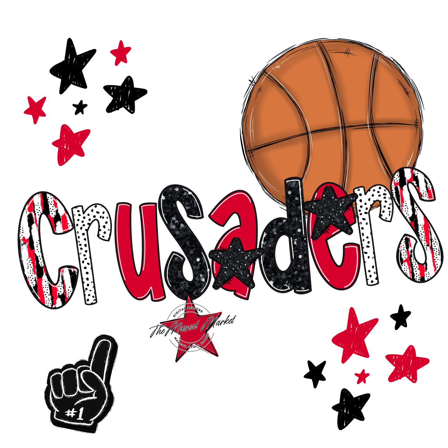 Crusaders Basketball Scrape-Red