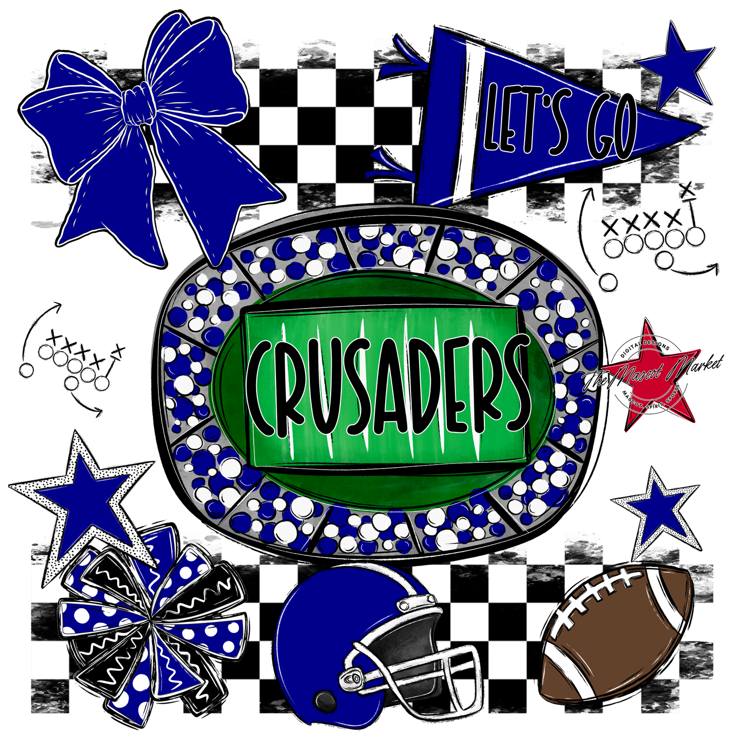 Crusaders Checkers Spirit Design-Blue