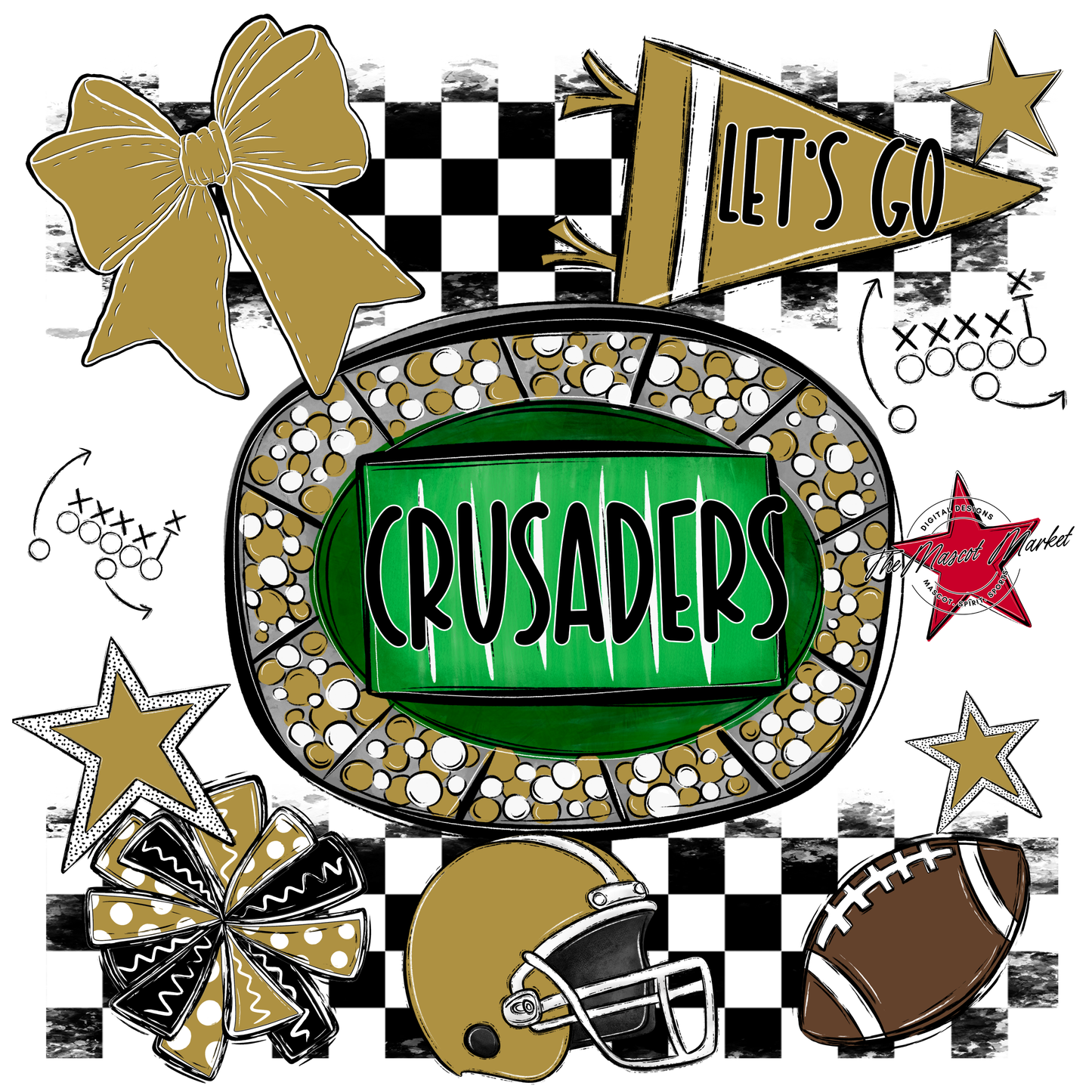 Crusaders Checkers Spirit Design-Gold