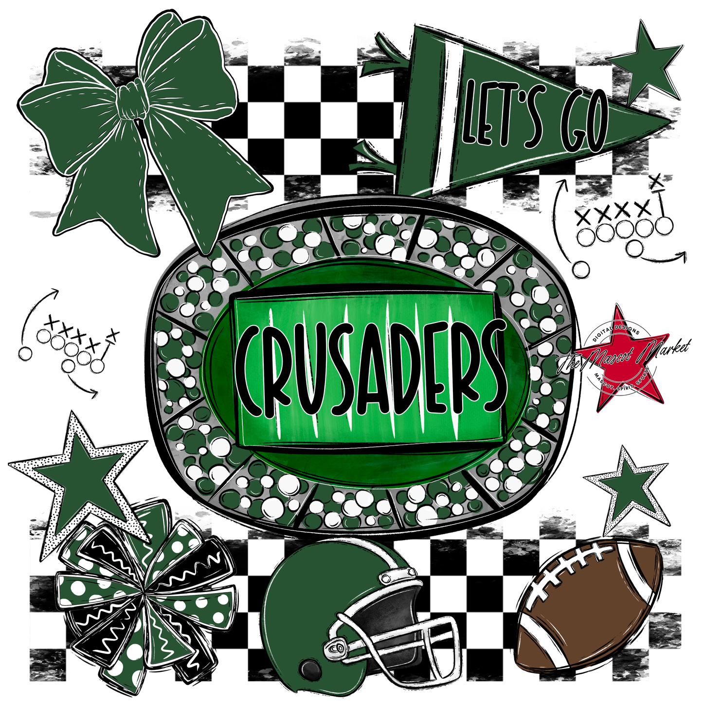 Crusaders Checkers Spirit Design-Green