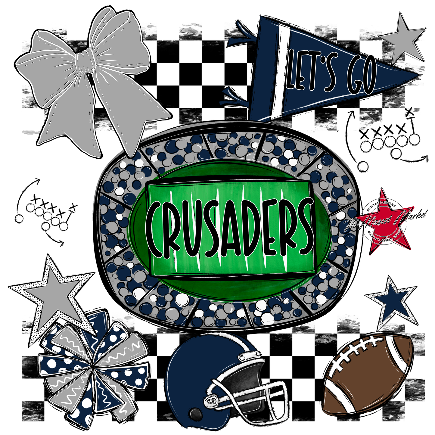 Crusaders Checkers Spirit Design-Navy-Grey