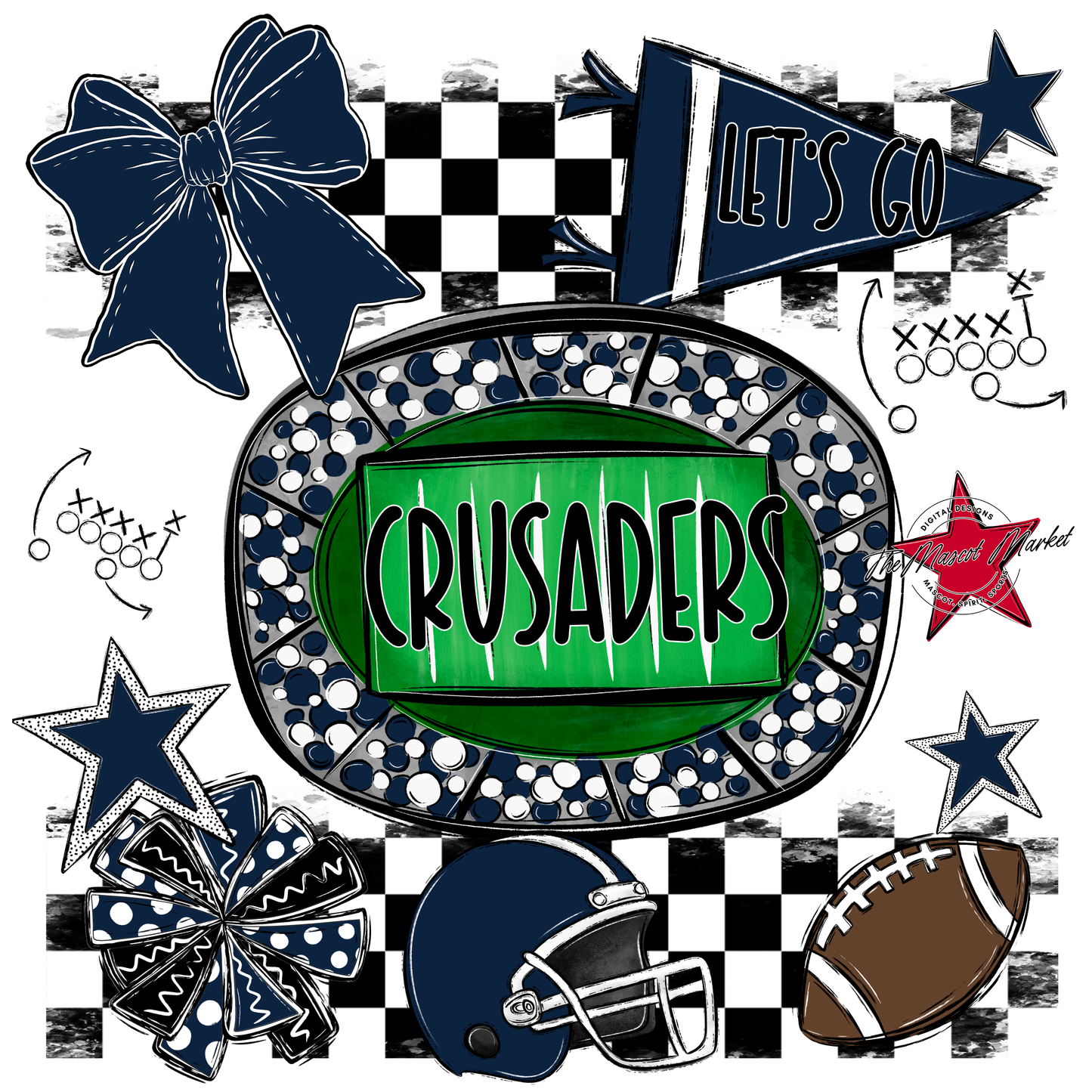 Crusaders Checkers Spirit Design-Navy