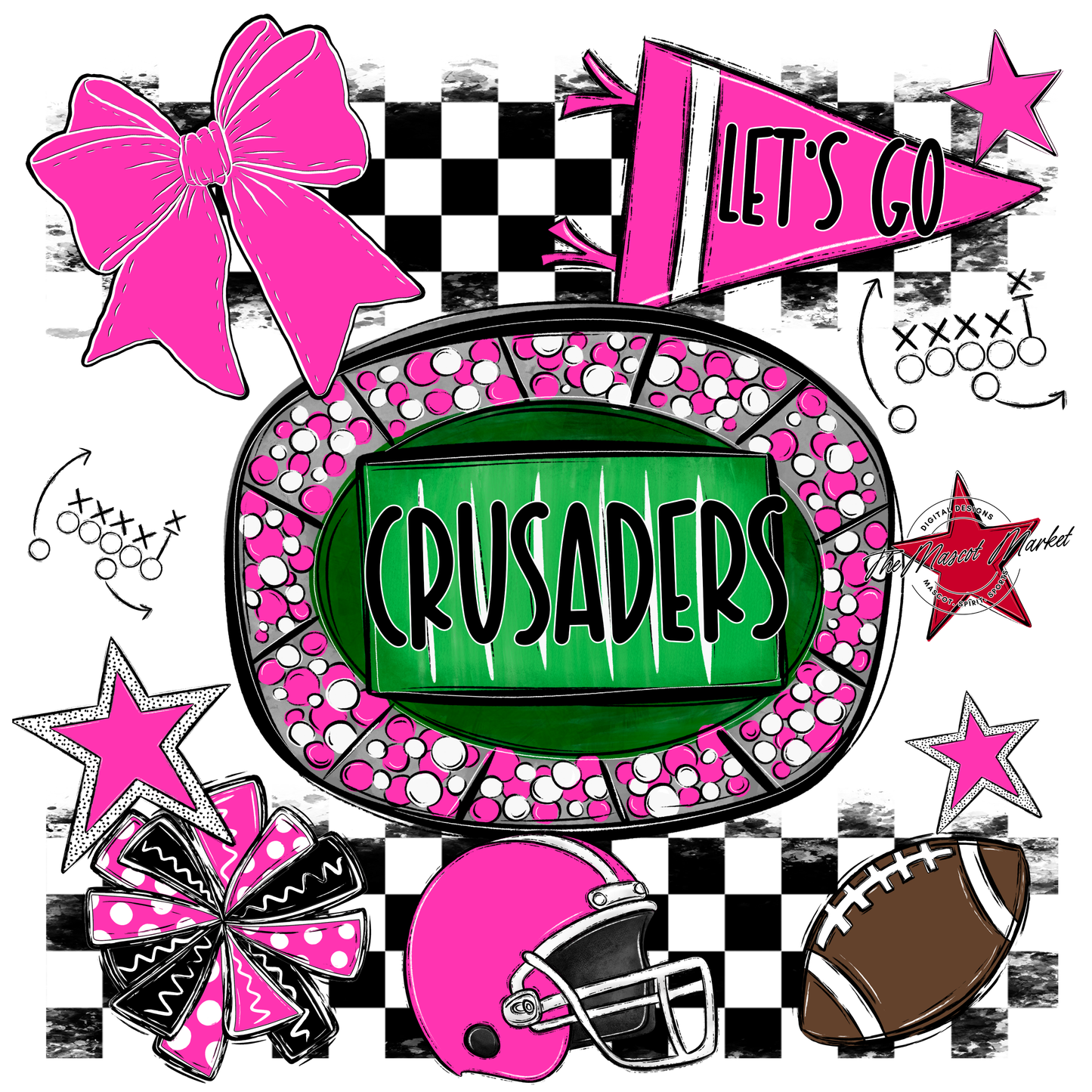 Crusaders Checkers Spirit Design-Pink