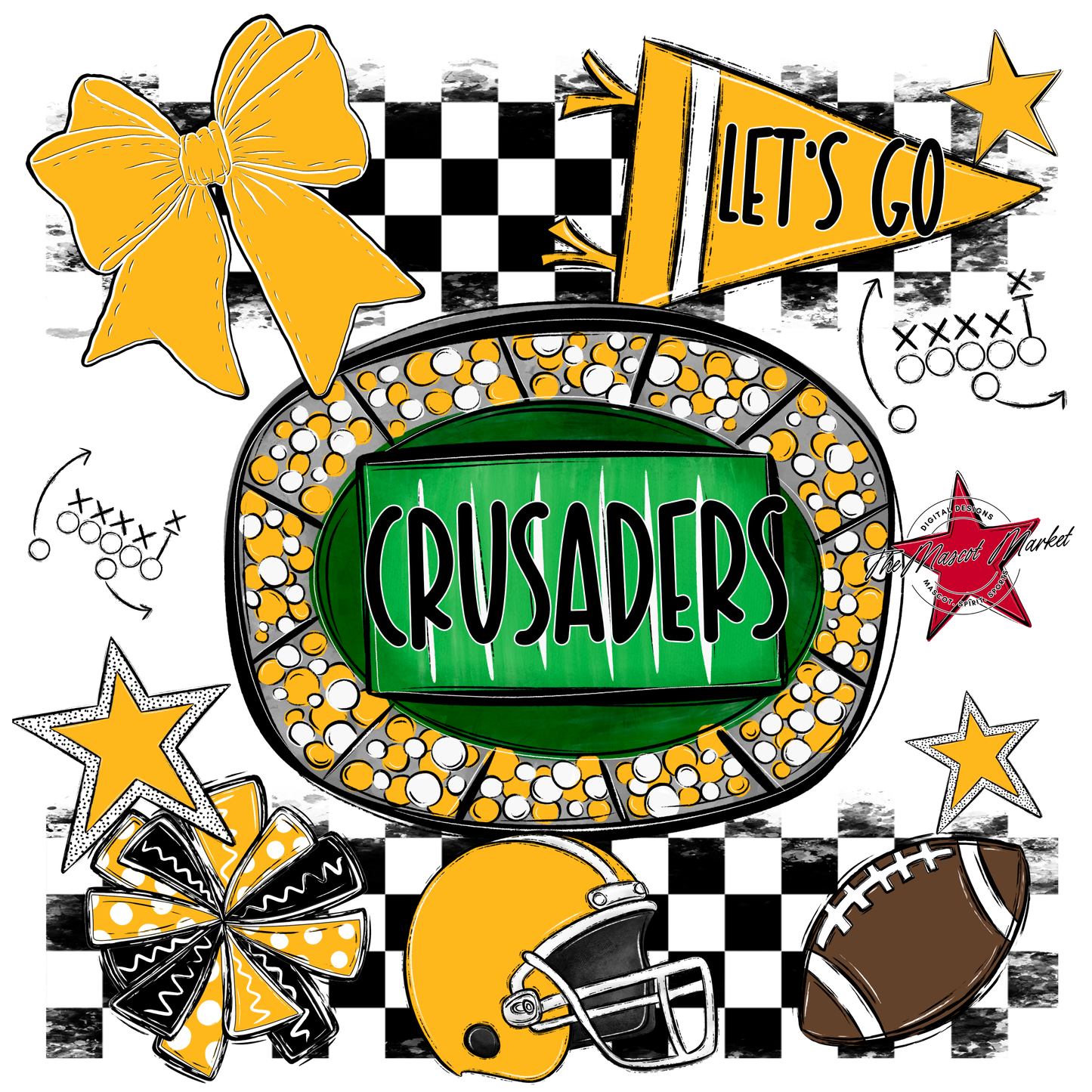 Crusaders Checkers Spirit Design-Yellow