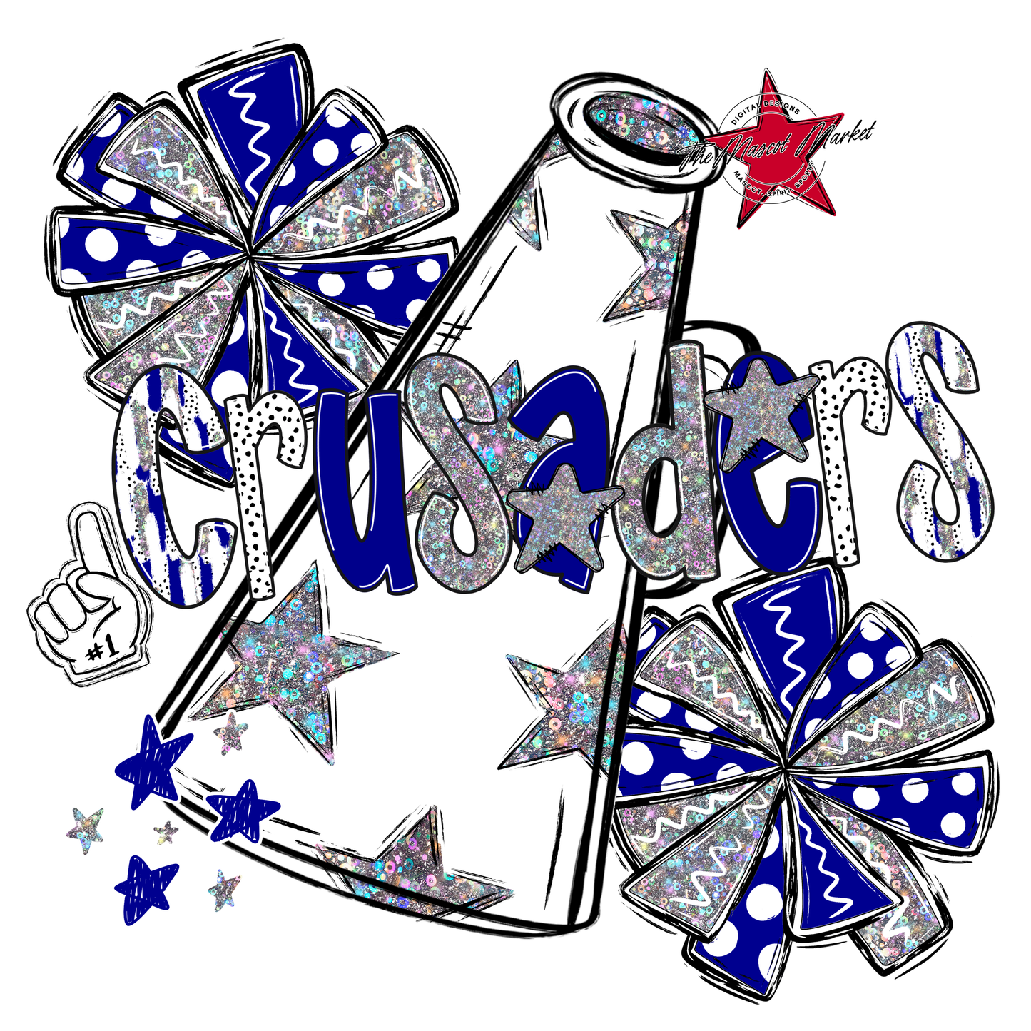 Crusaders Cheer Megaphone Scrape-Blue
