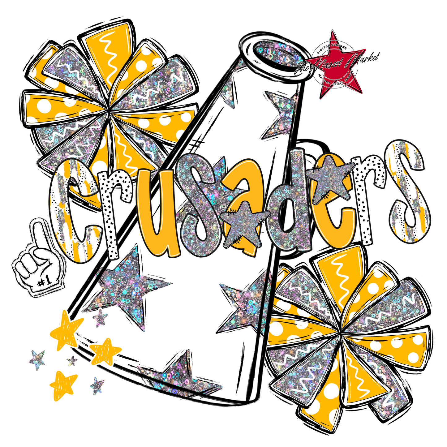 Crusaders Cheer Megaphone Scrape-Yellow