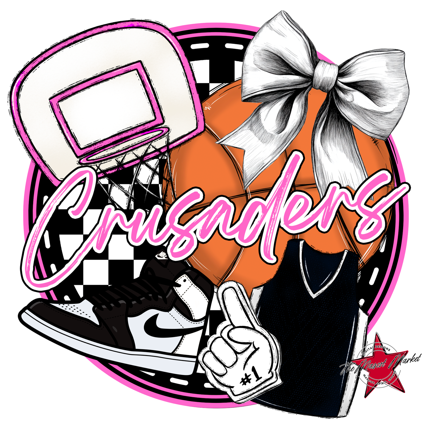 Crusaders Circle Basketball Design-Baby Pink