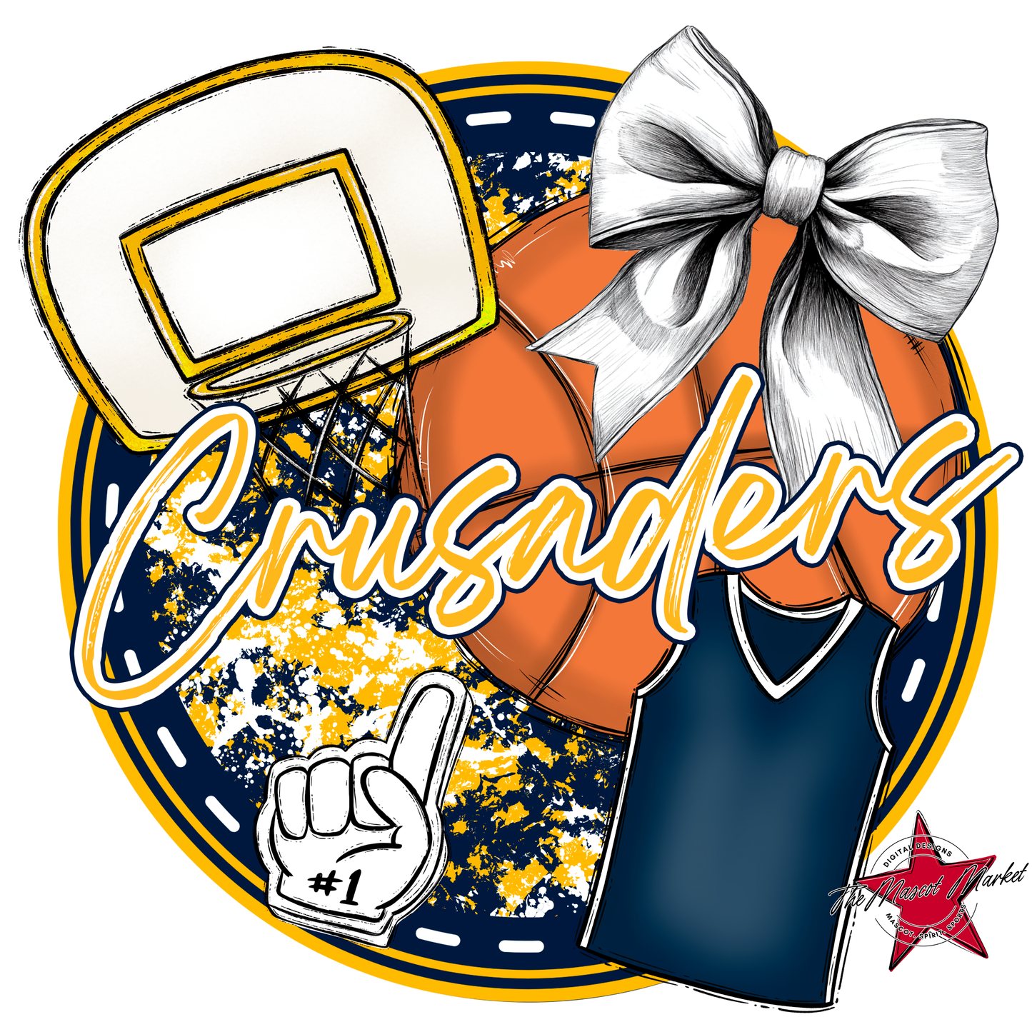 Crusaders Circle Basketball Design-Navy-Yellow